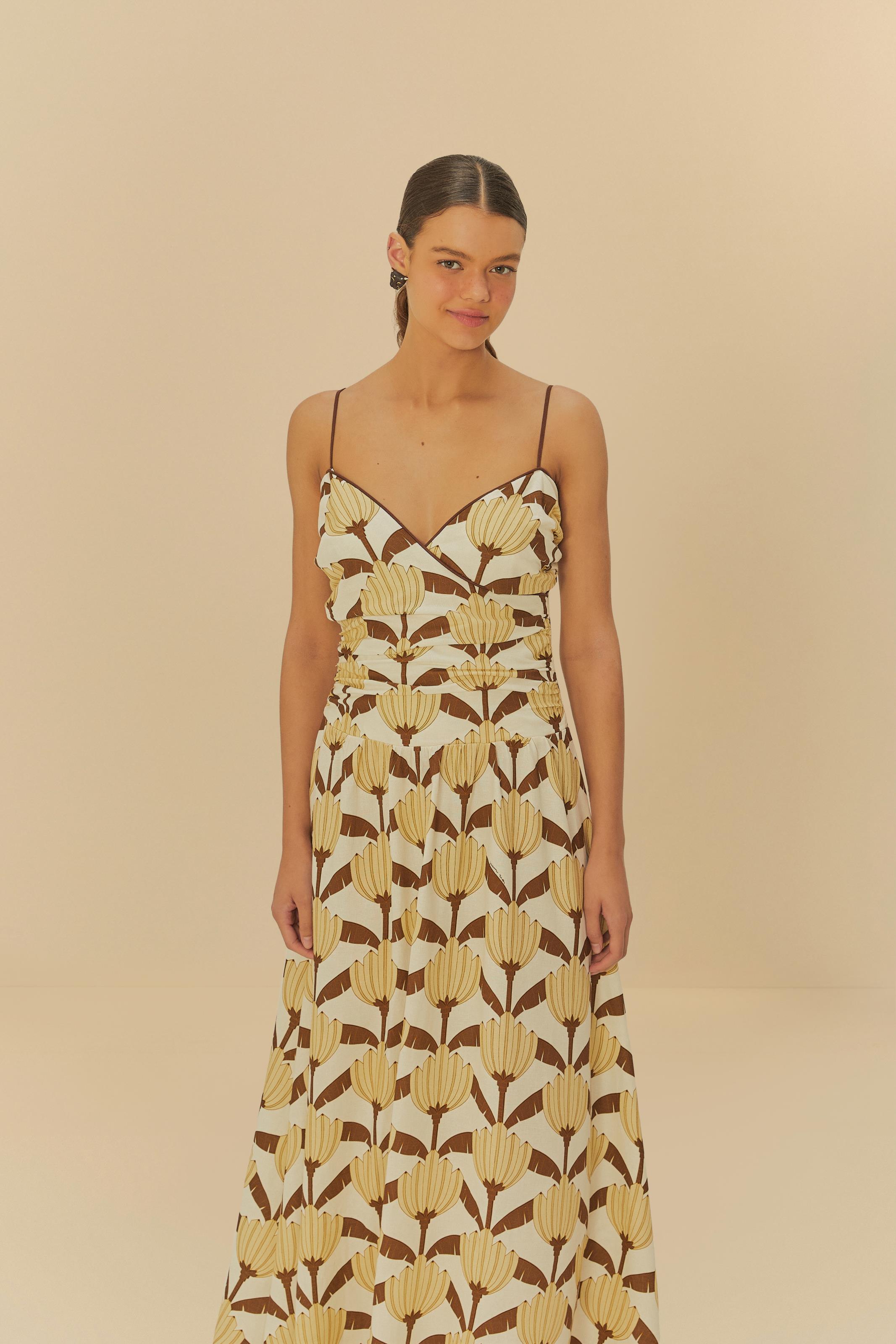 Vestido Cropped Estampado Banana Deco