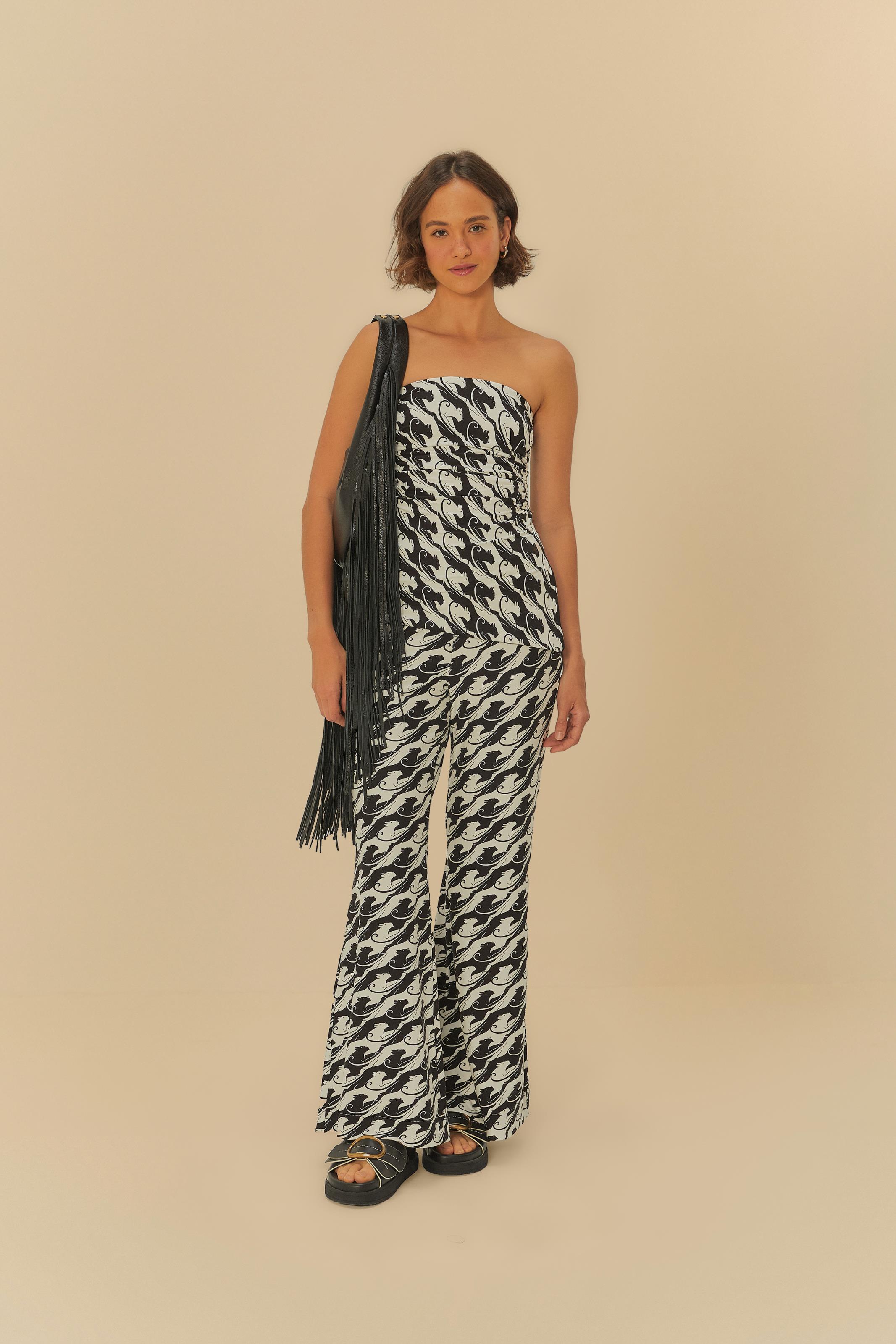 Calça Flare Estampado Panteras