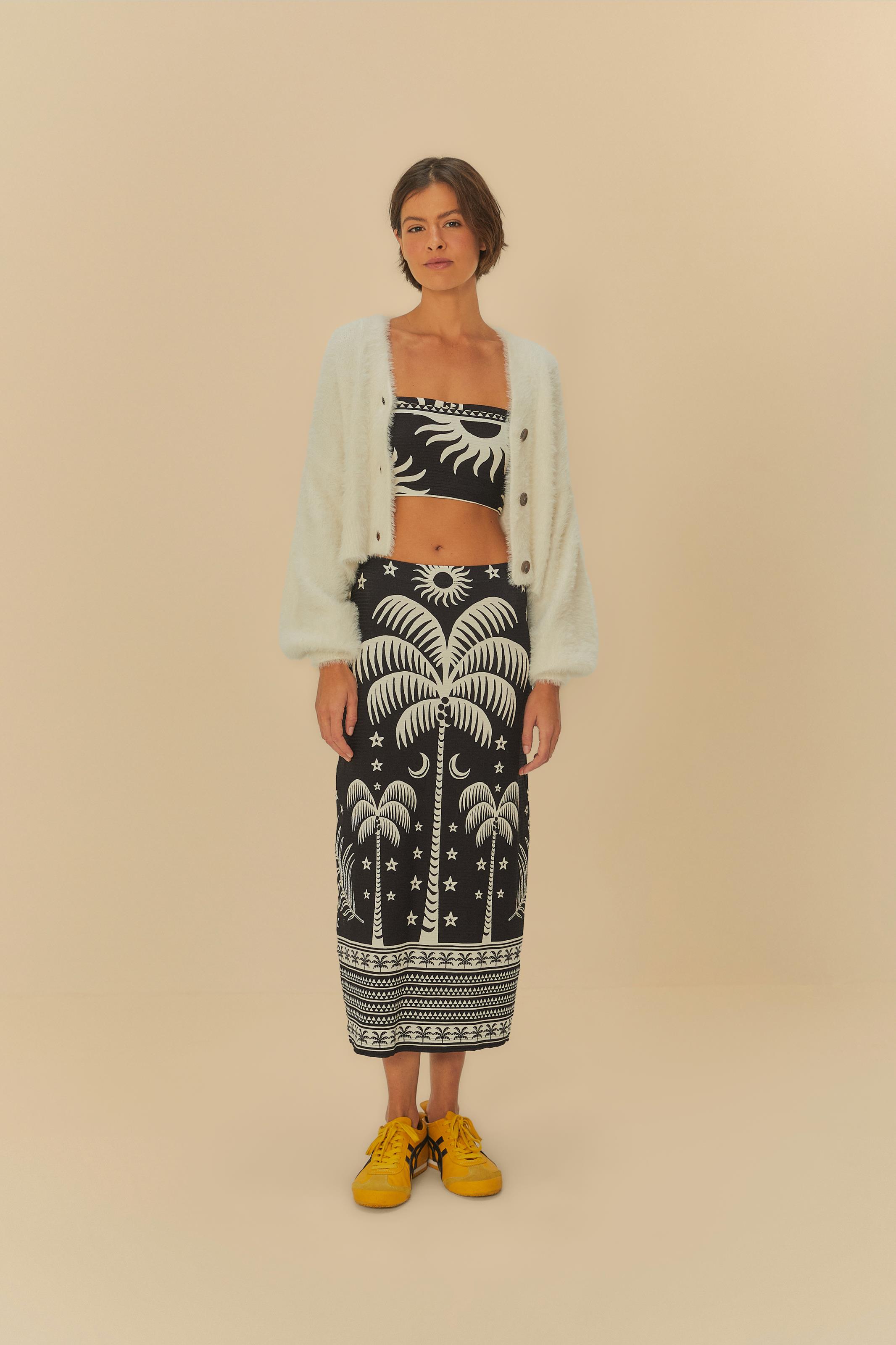 Saia Midi Estampada Coqueiral