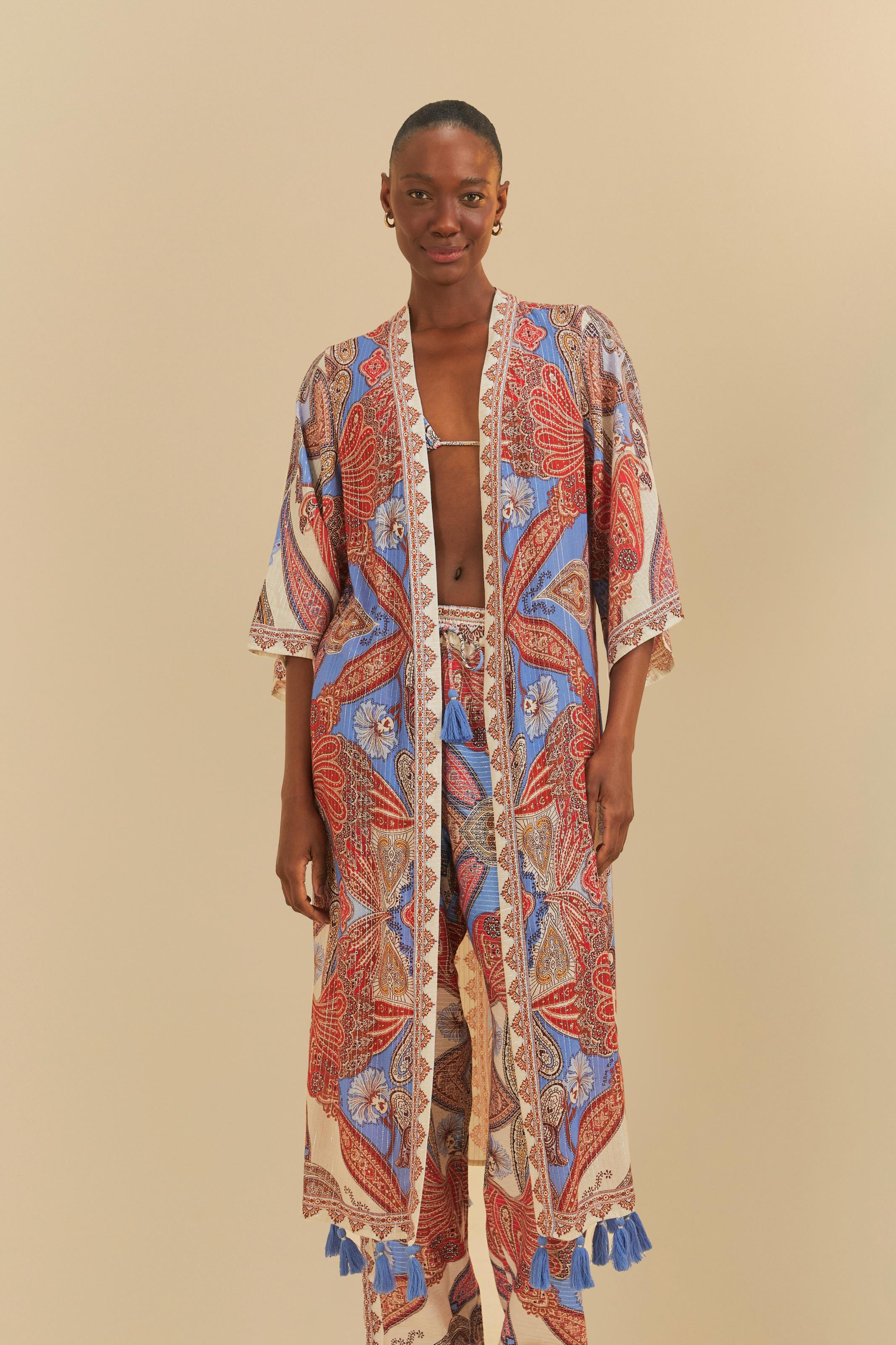 Kimono Localizado Estampado Jandaia Dance