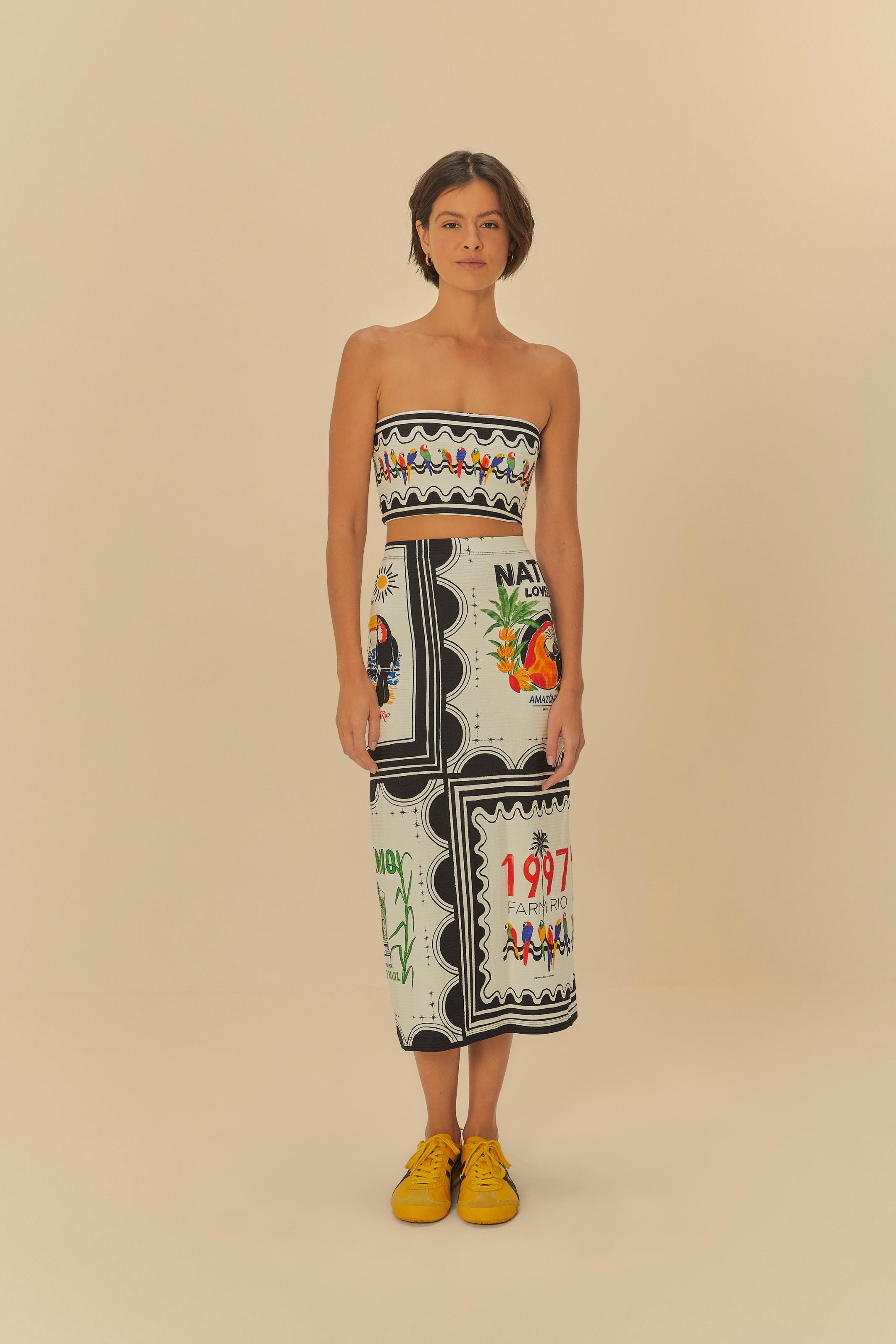 Saia Midi Estampado Nosso Lenço