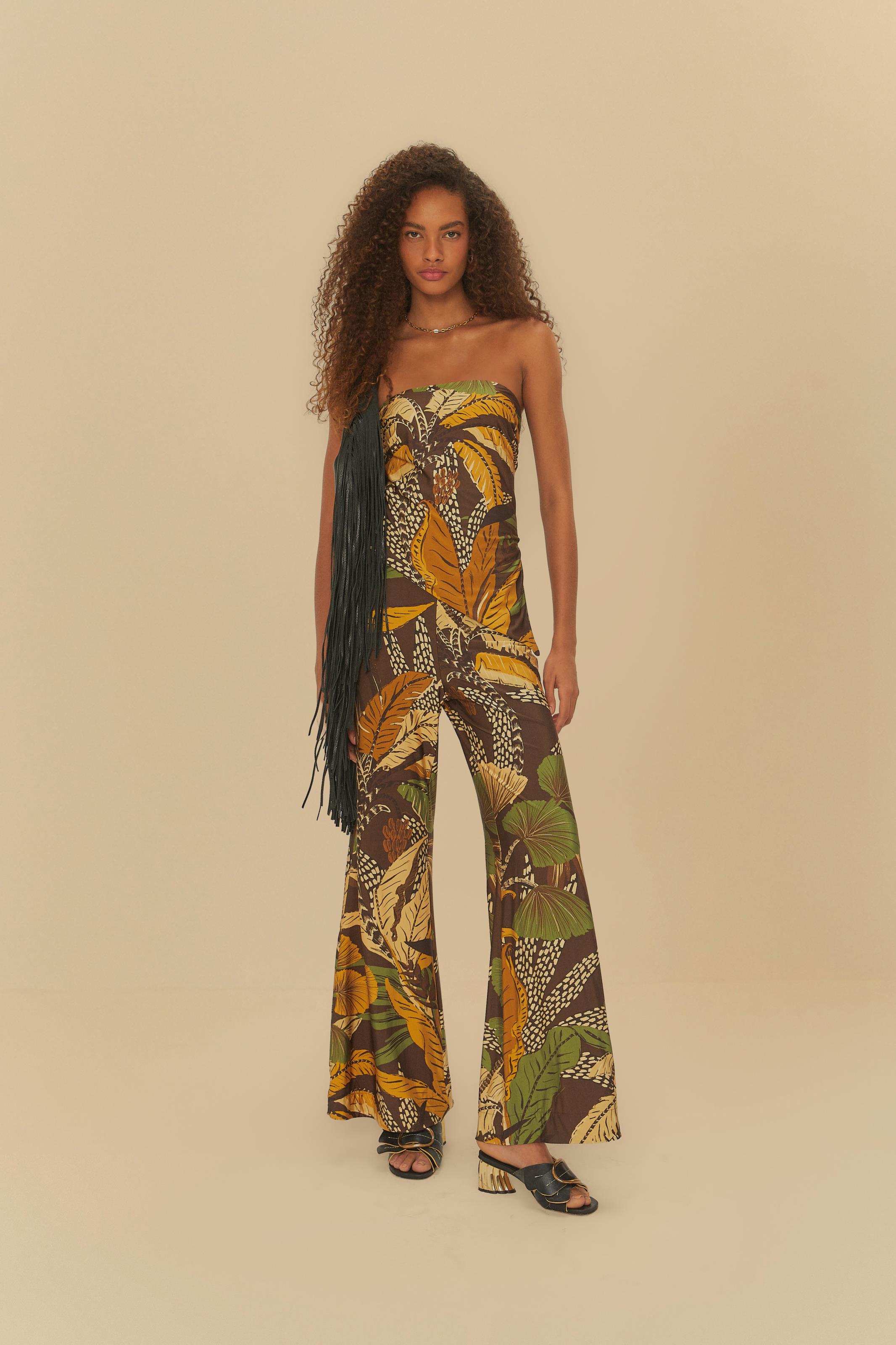 Blusa Fenda Estampada Floresta Sketch