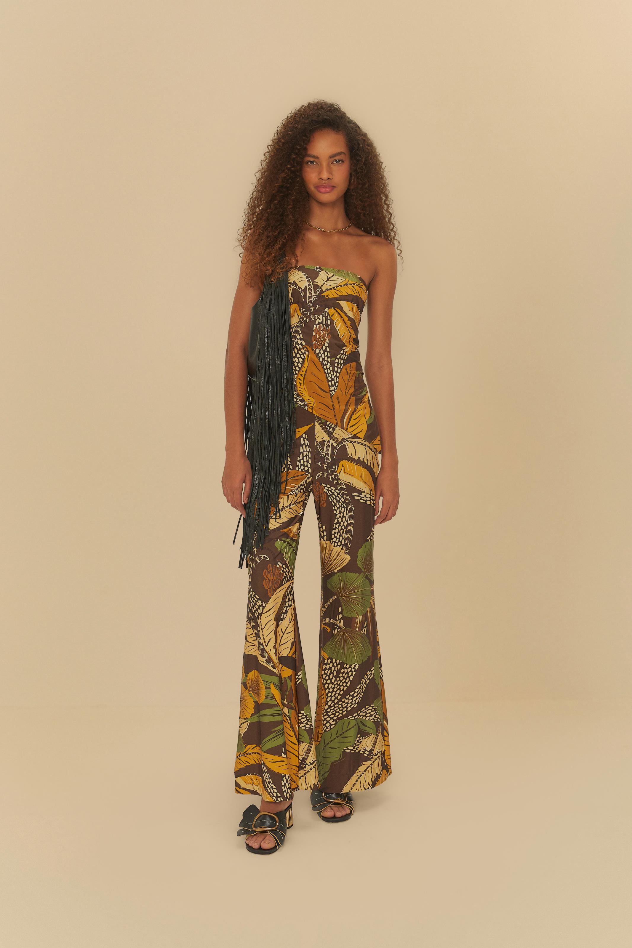 Calça Flare Estampada Floresta Sketch