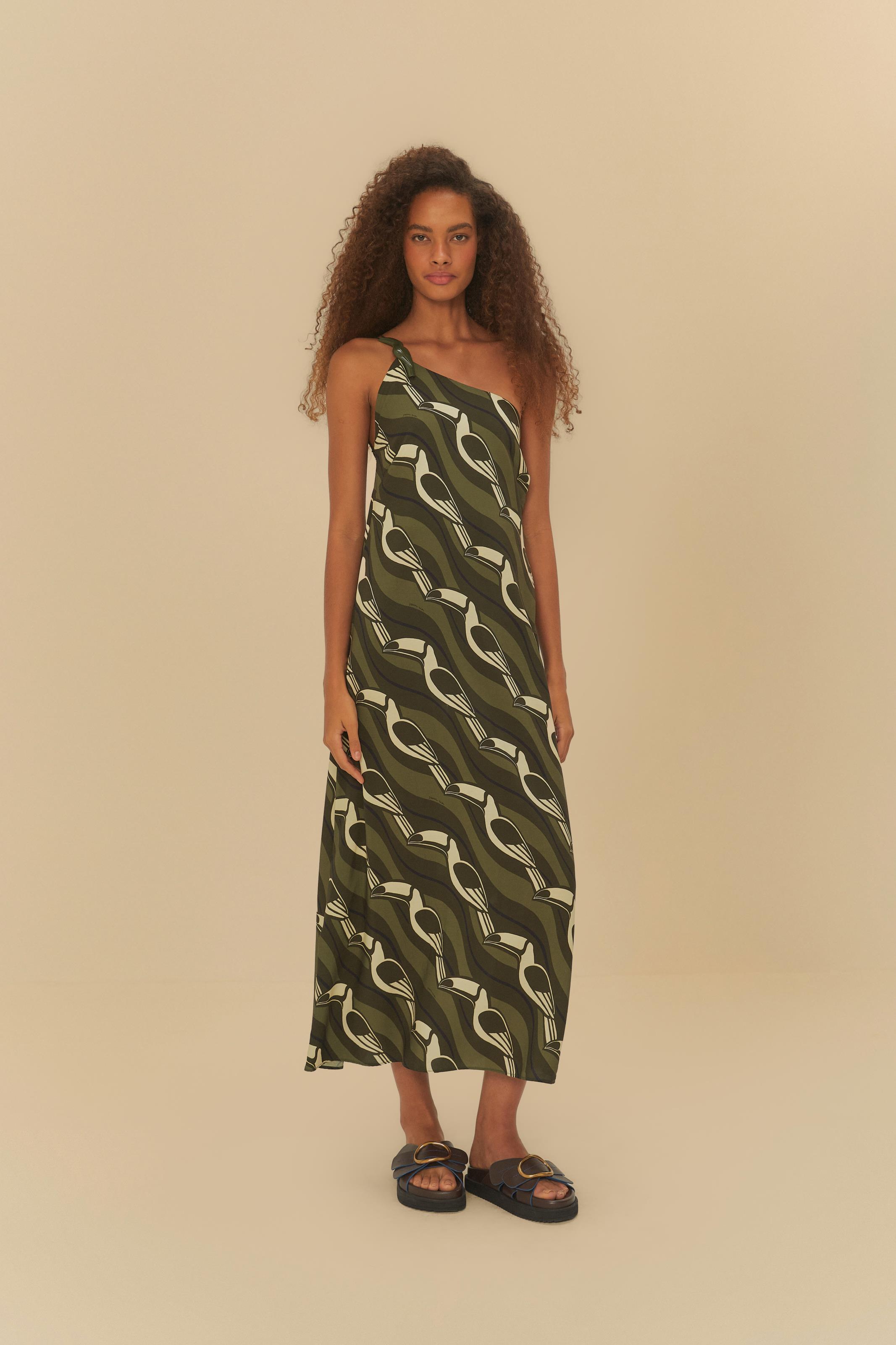Vestido Ombro Só Estampado Tucano Gráfico
