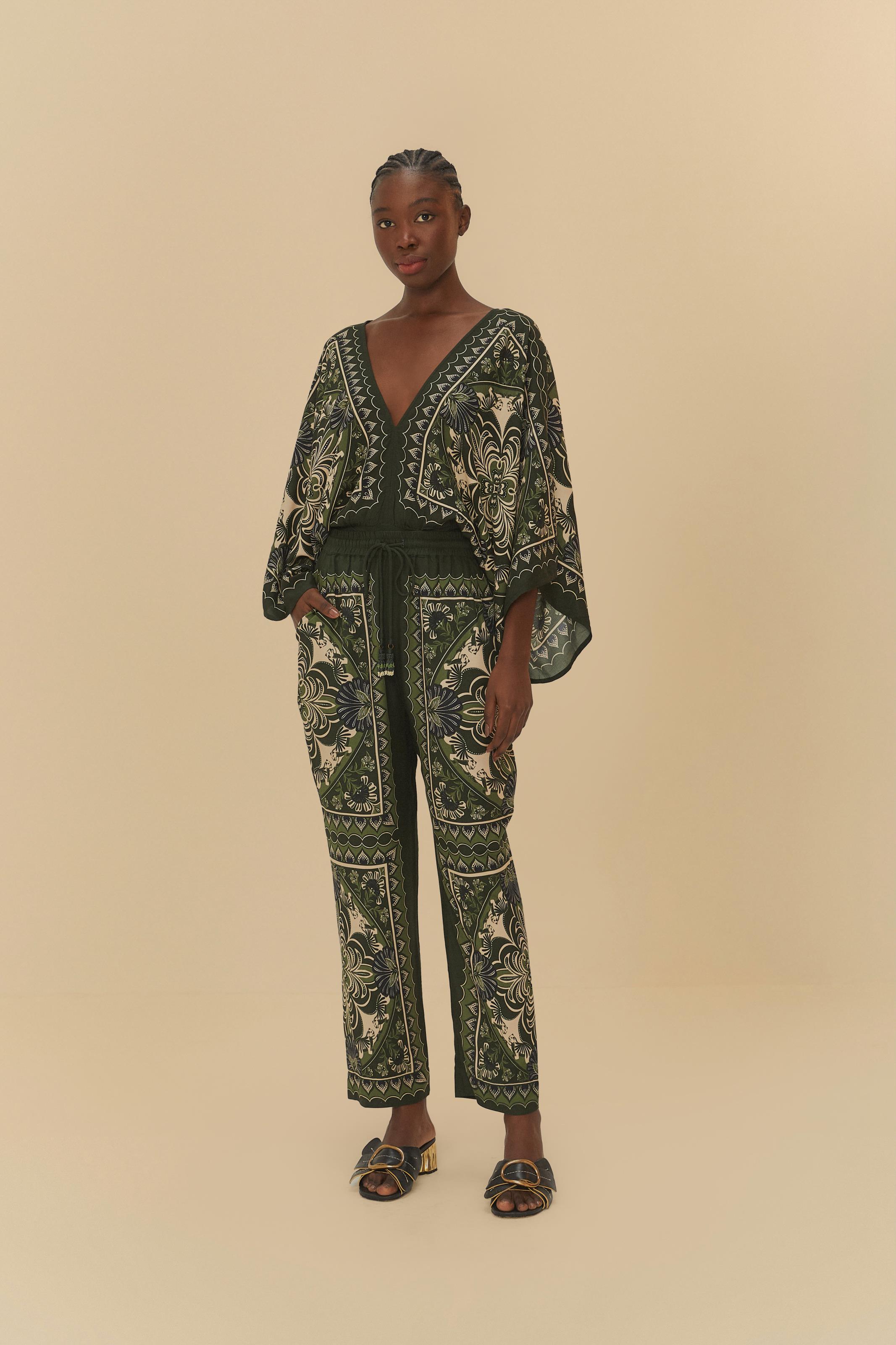 Calça Lenço Estampado Onça Mística