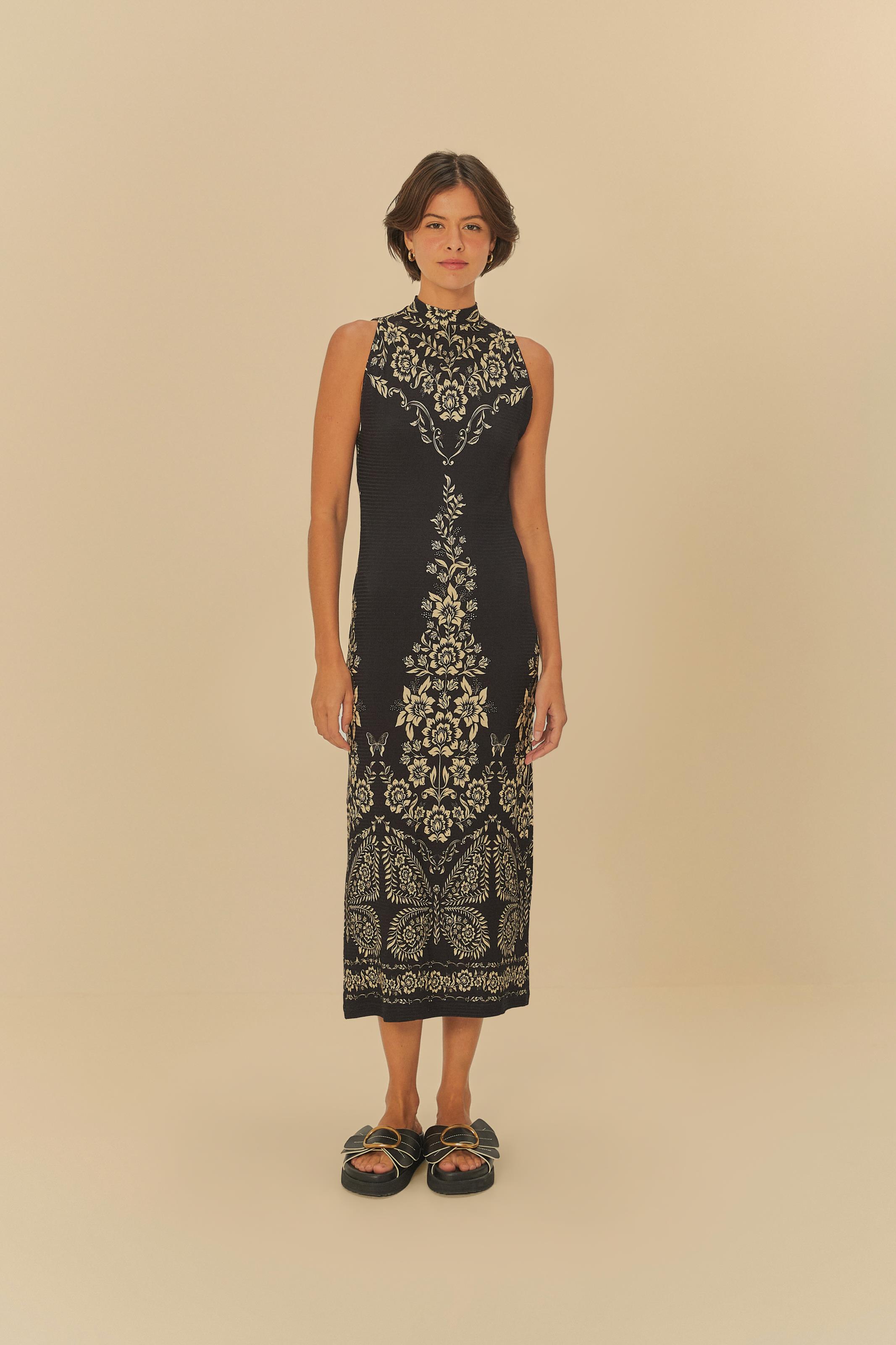Vestido Midi Estampado Borbolina
