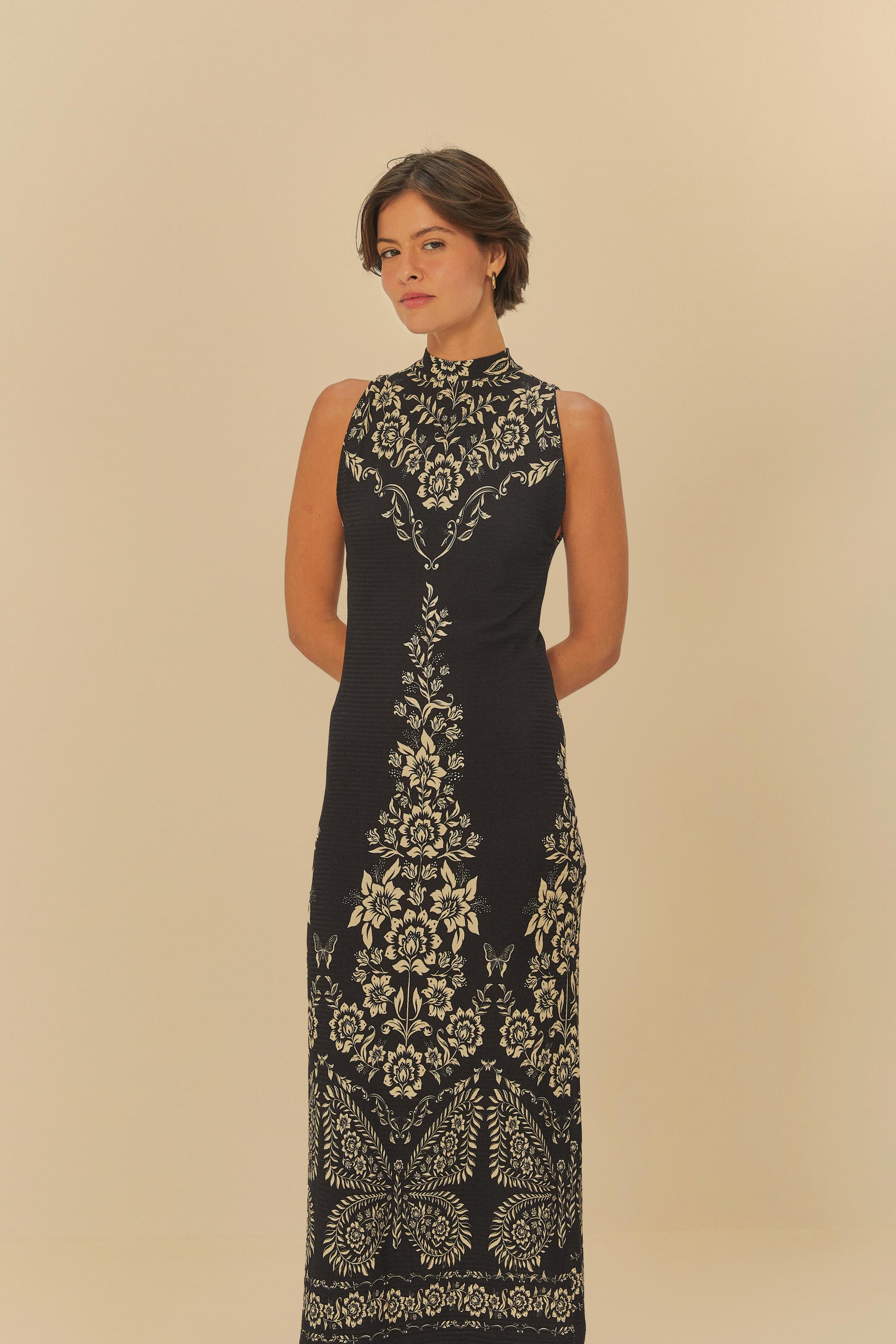 Vestido Midi Estampado Borbolina
