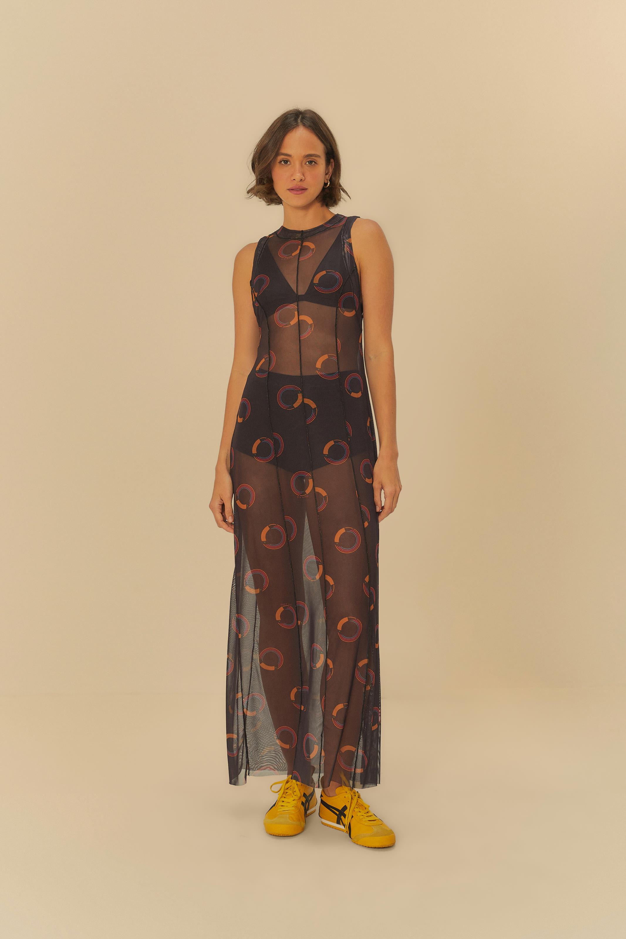 Vestido Tule  Estampado Tuca Poá