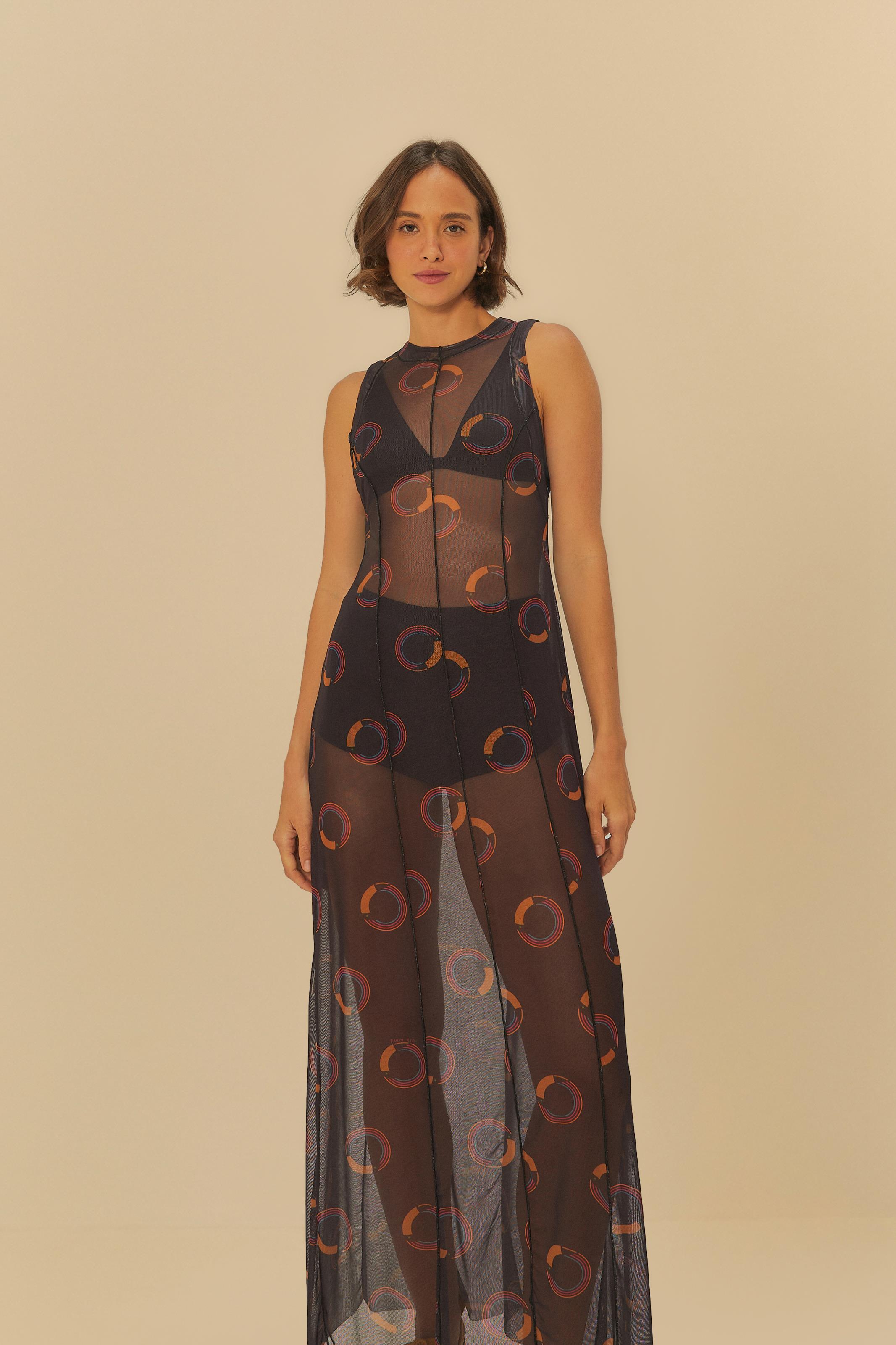 Vestido Tule  Estampado Tuca Poá