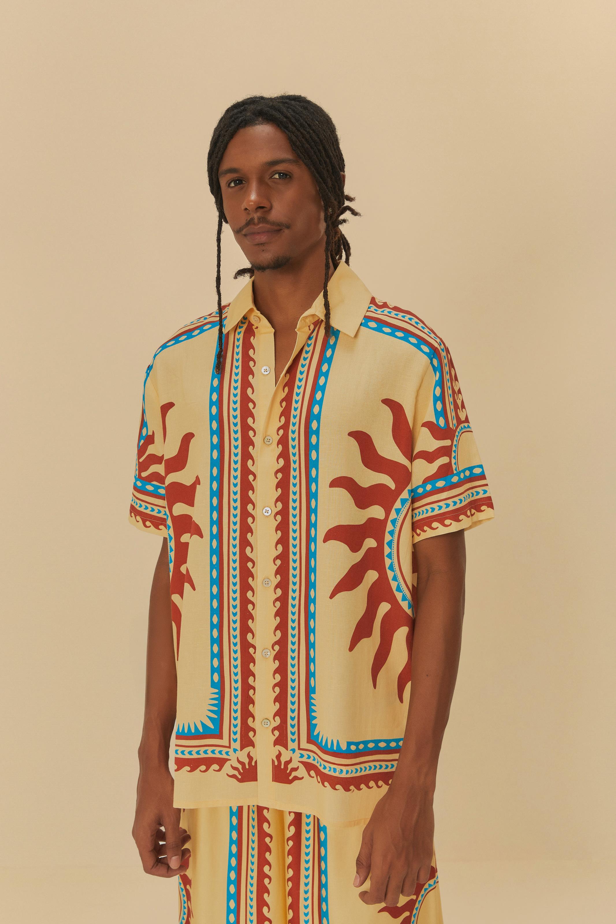 Camisa Uni Estampada Lenço Solar