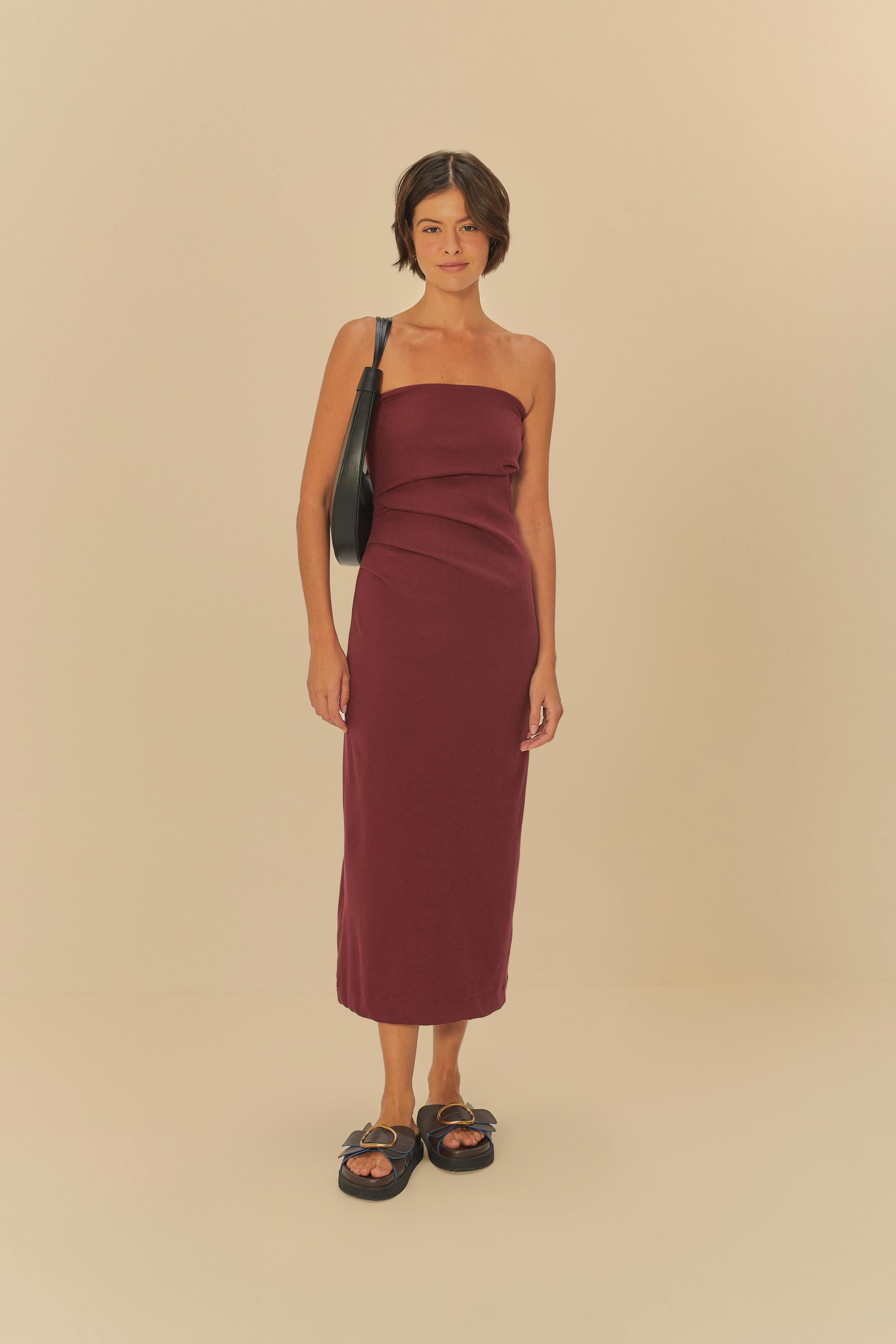 Vestido Sem Alça Pregas