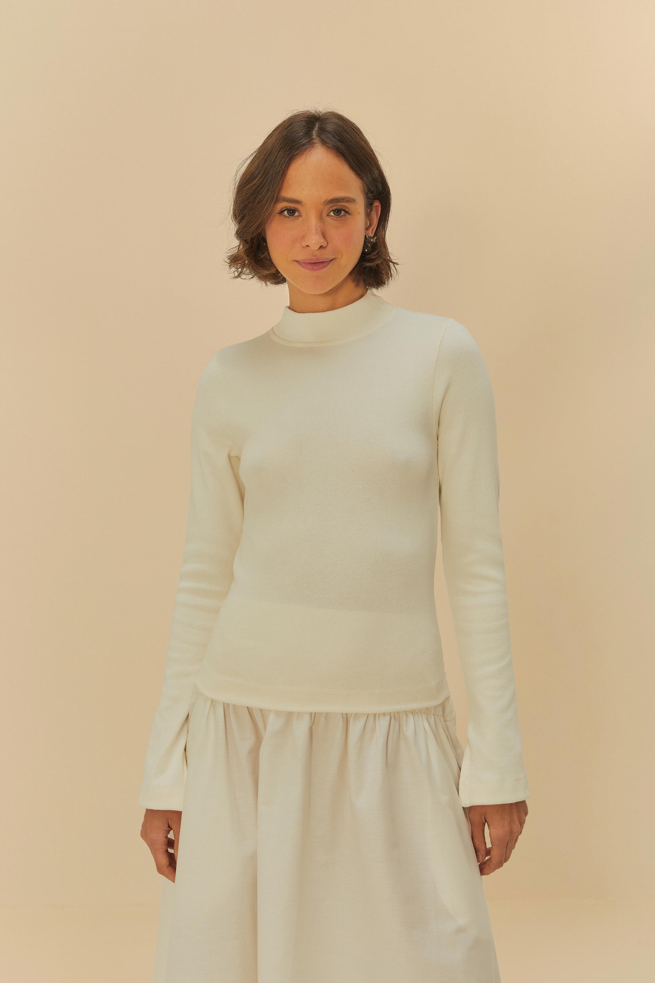 Blusa Rib Manga Longa