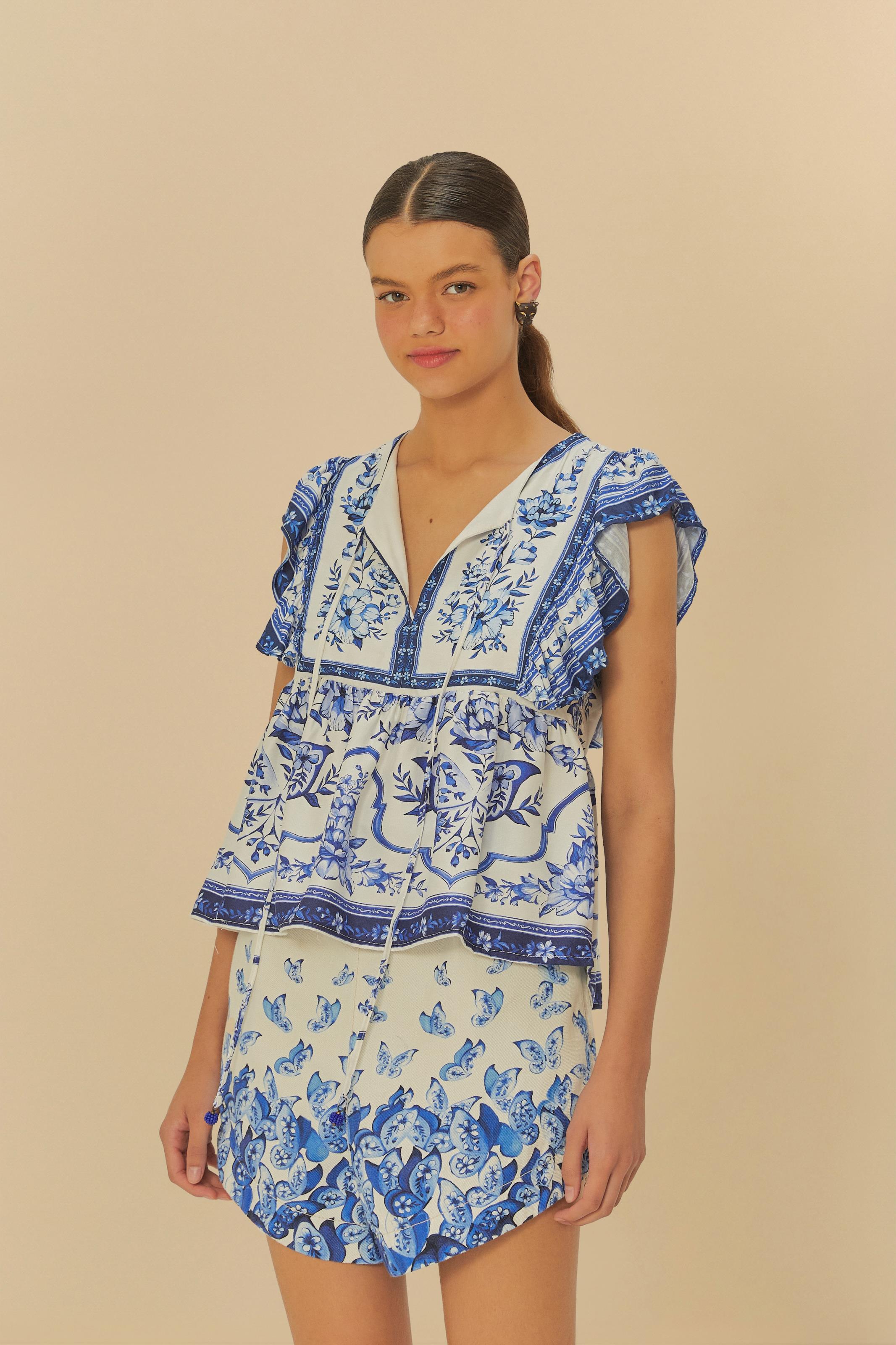 Bata Estampada Jardim De Porcelana