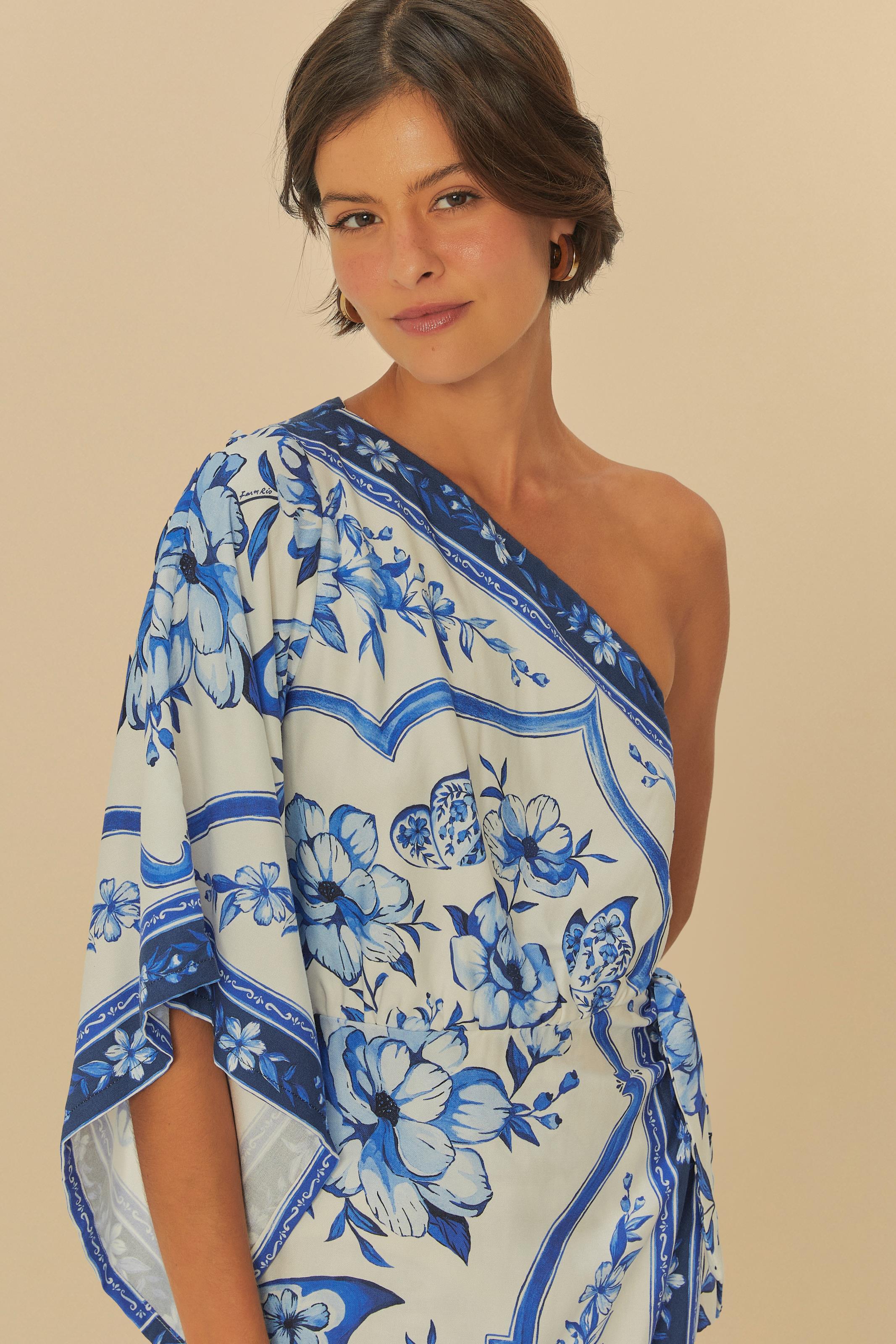 Vestido Ombro Só Estampado Jardim De Porcelana
