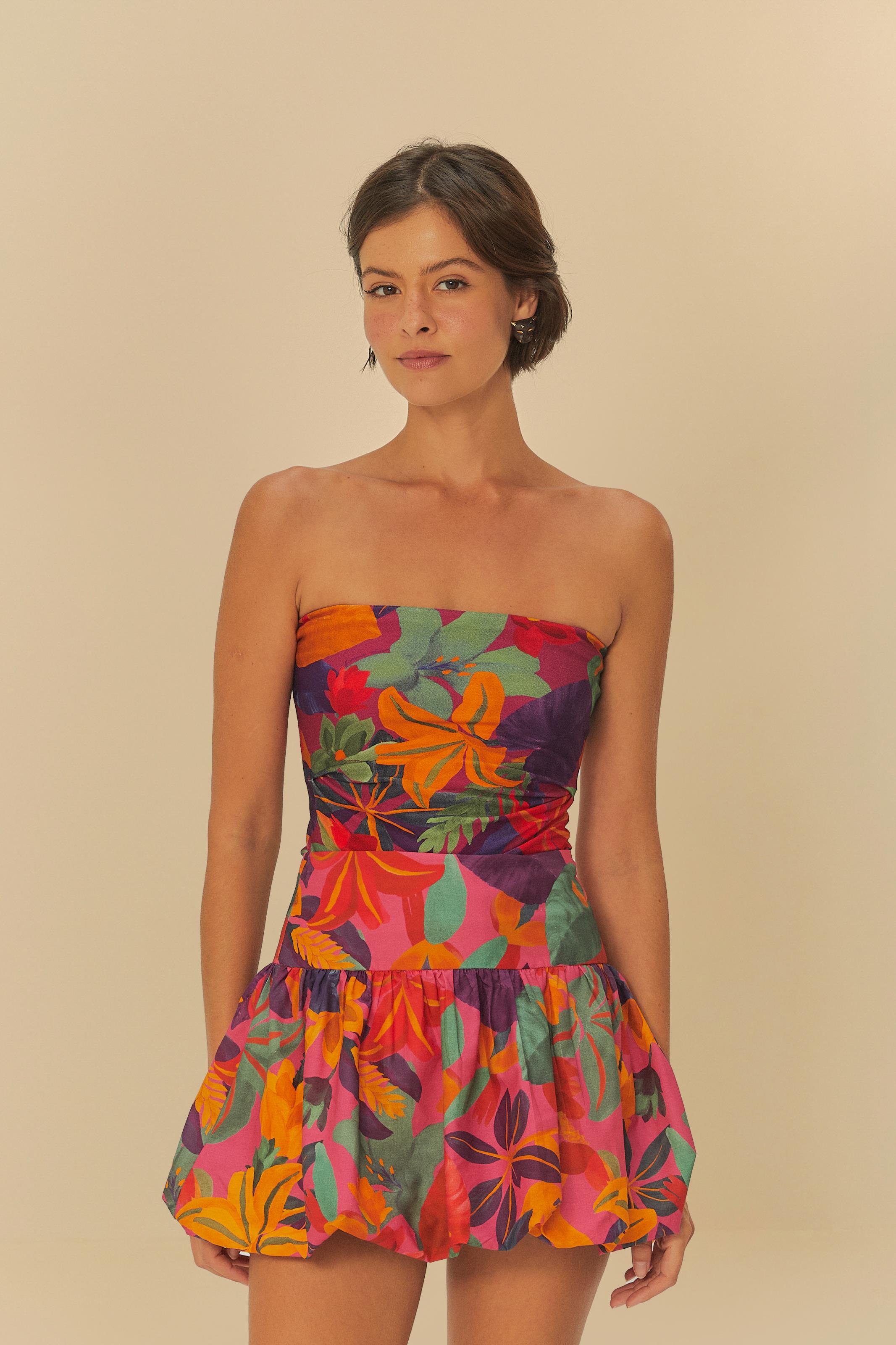 Saia Balonê Estampada Floral Tropical