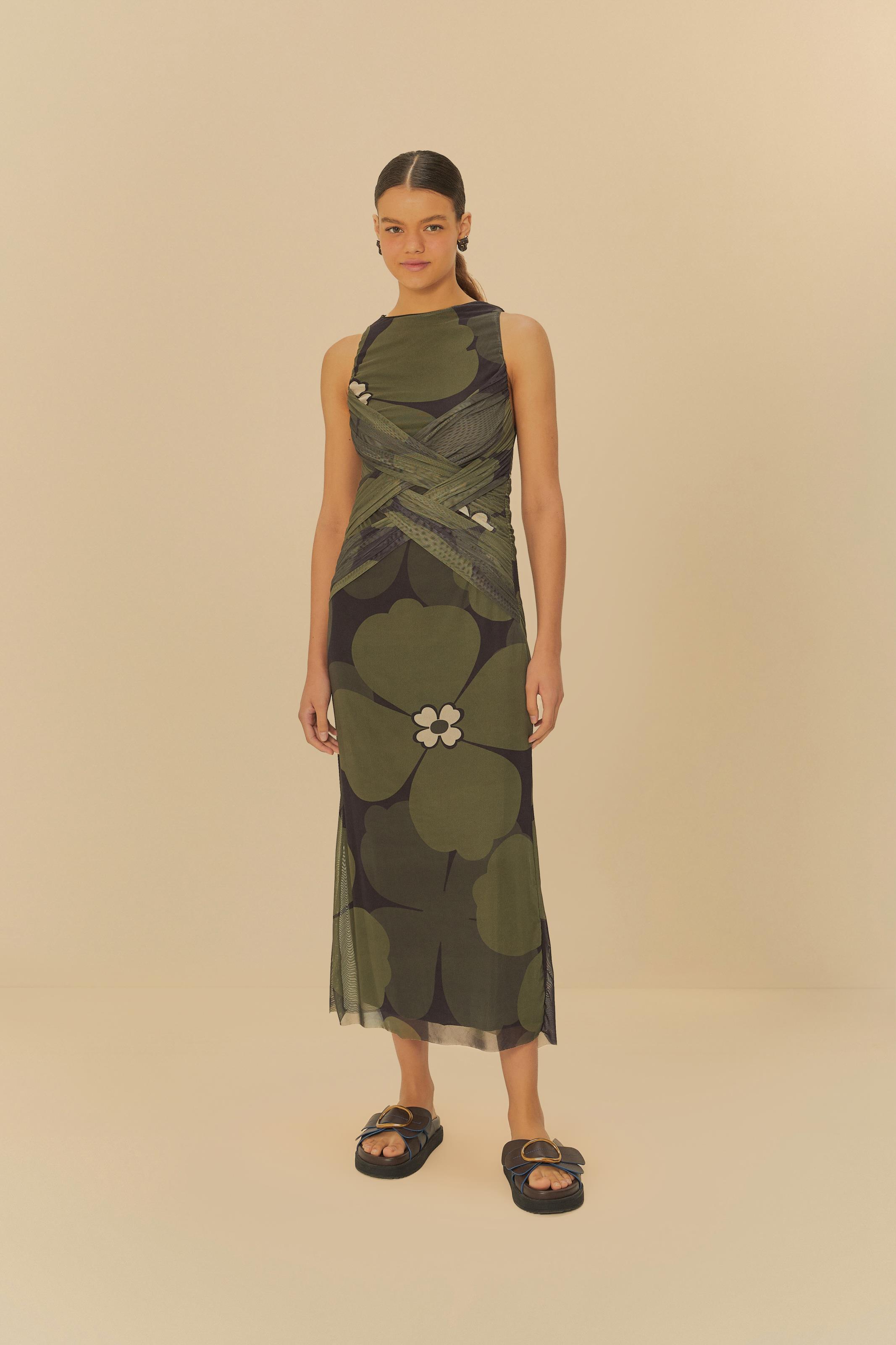 Vestido Tule Estampado Florbela