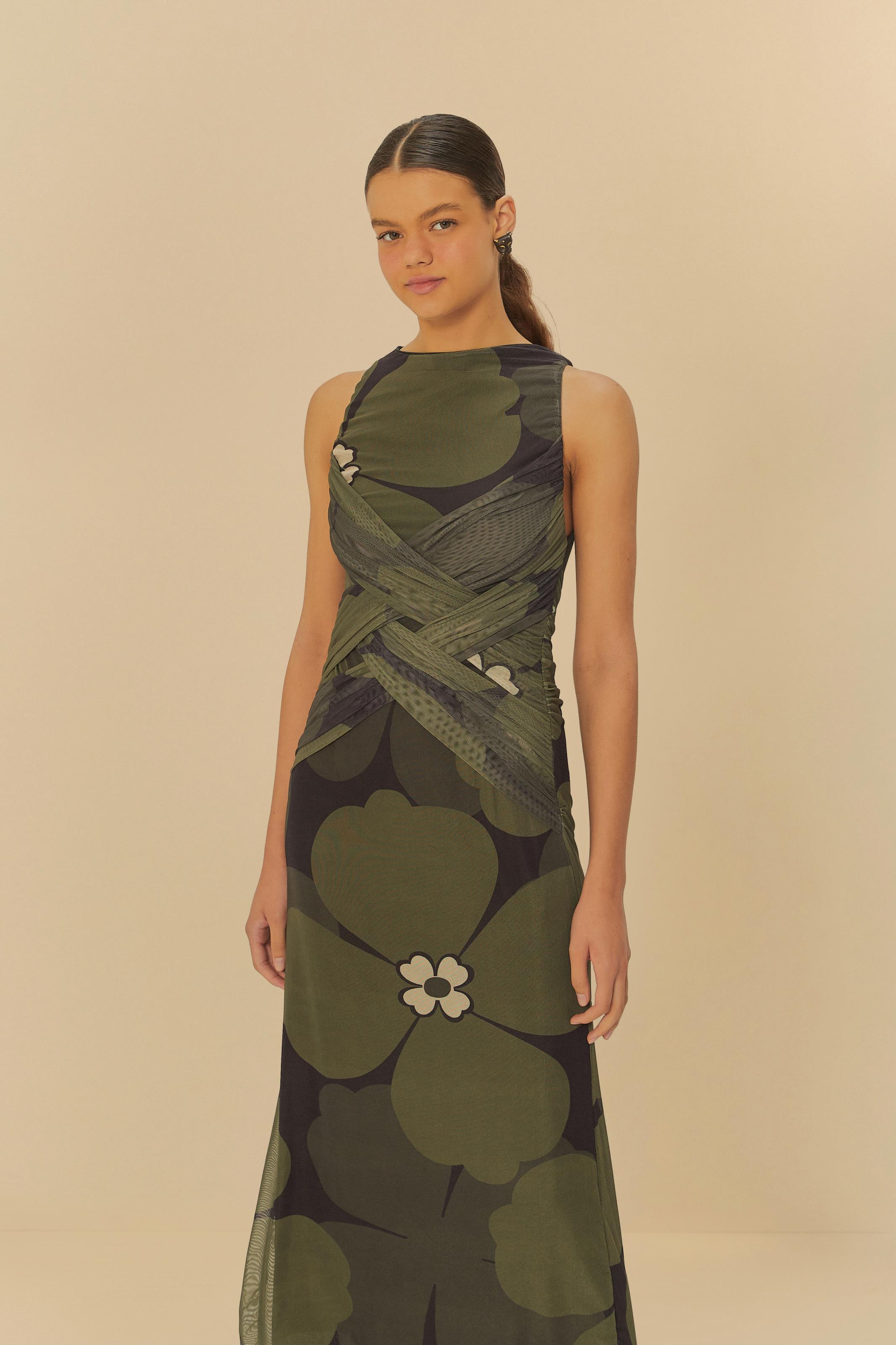 Vestido Tule Estampado Florbela