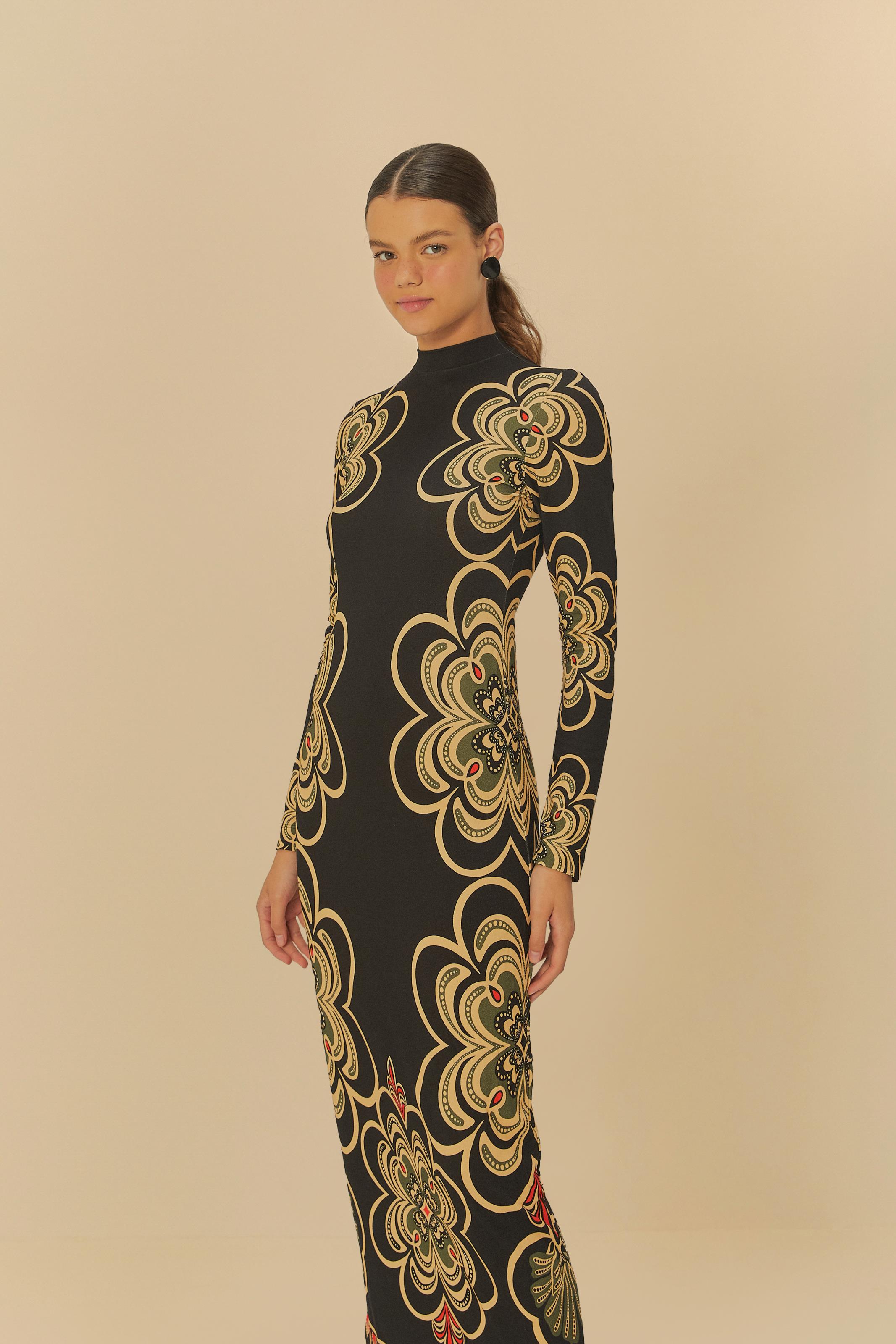 Vestido Midi Estampado Gráfico Místico