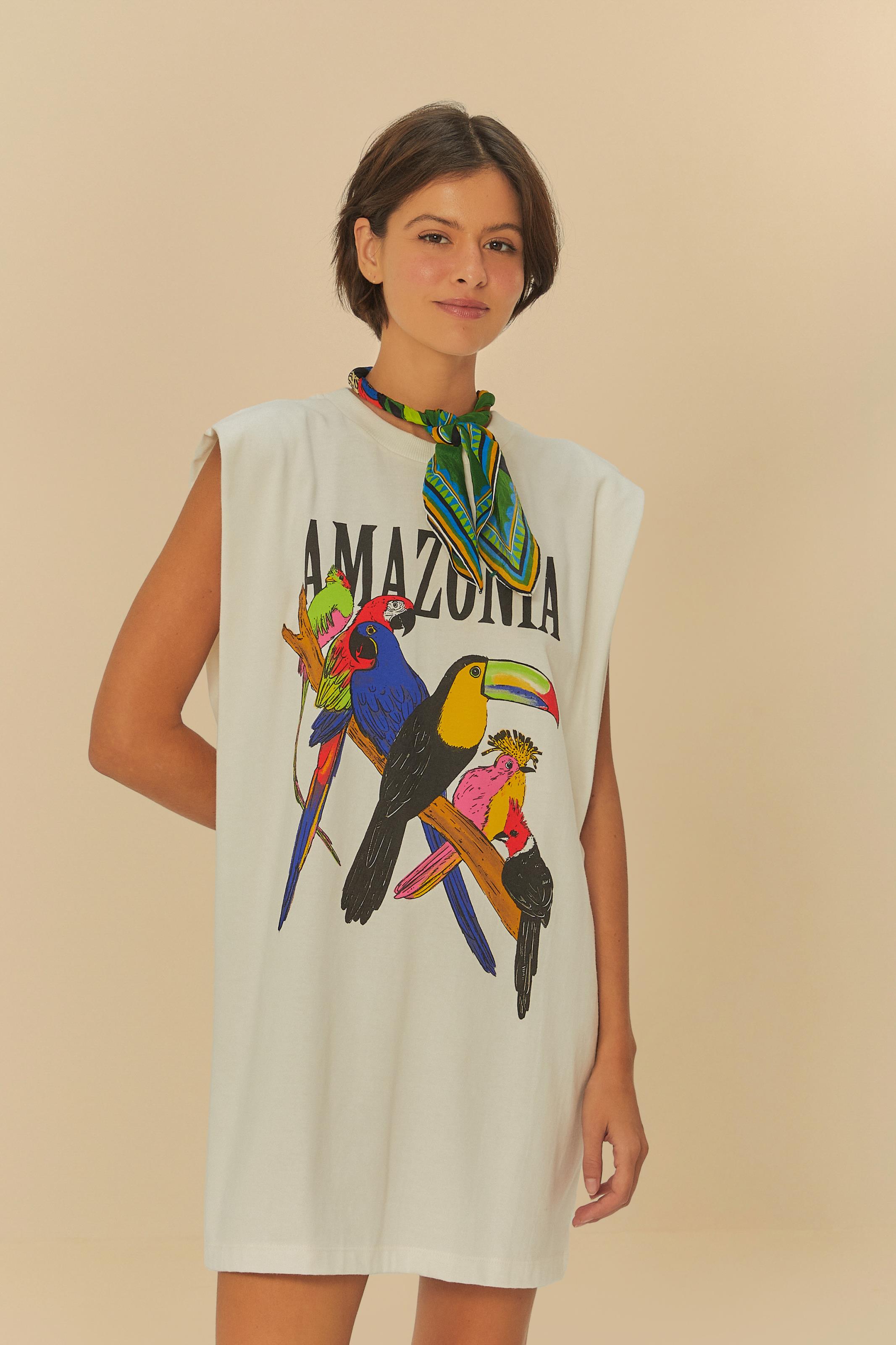 Vestido Curto Estampado Amazônia