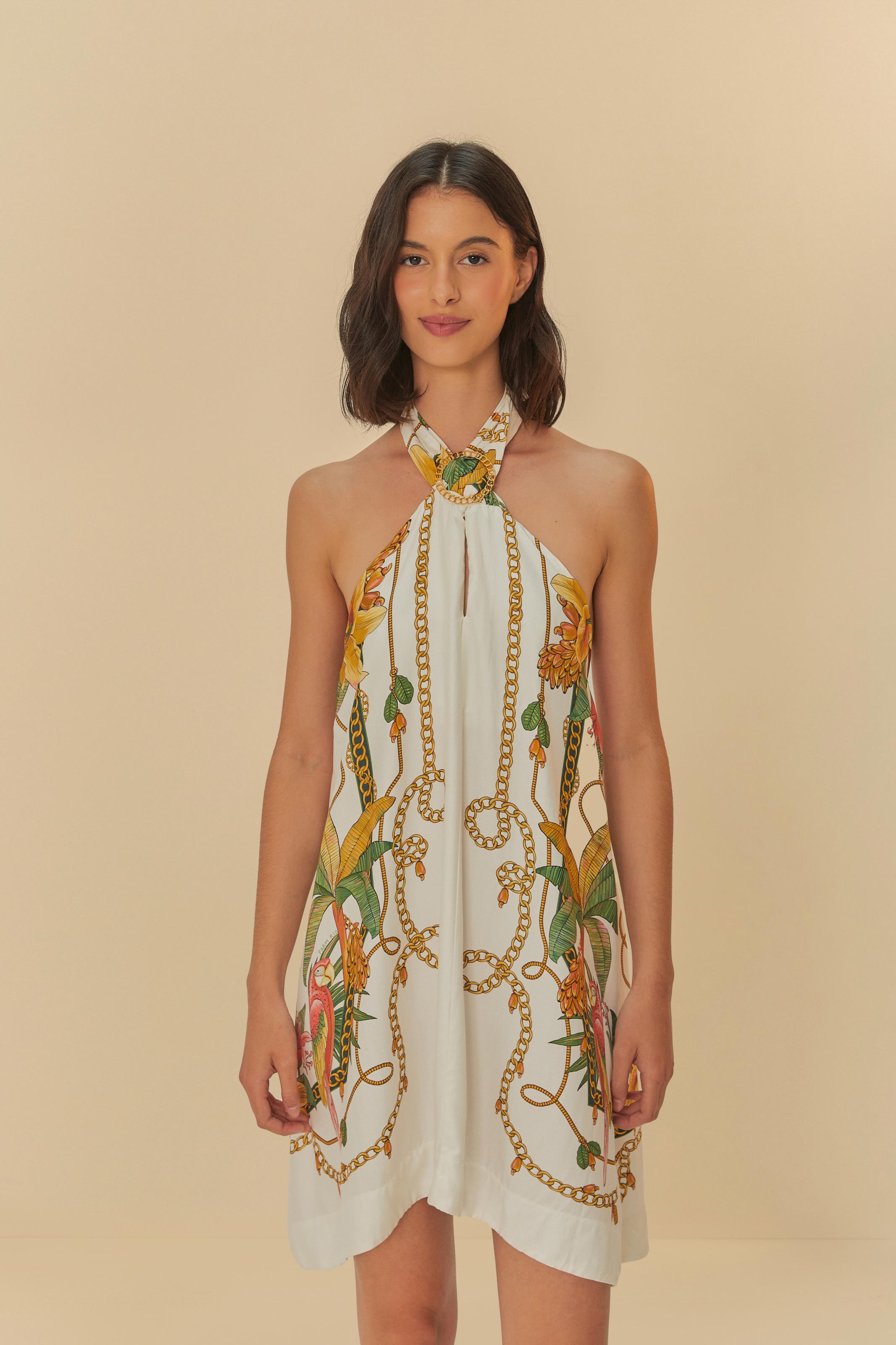 Vestido Curto Estampado Riqueza Tropical