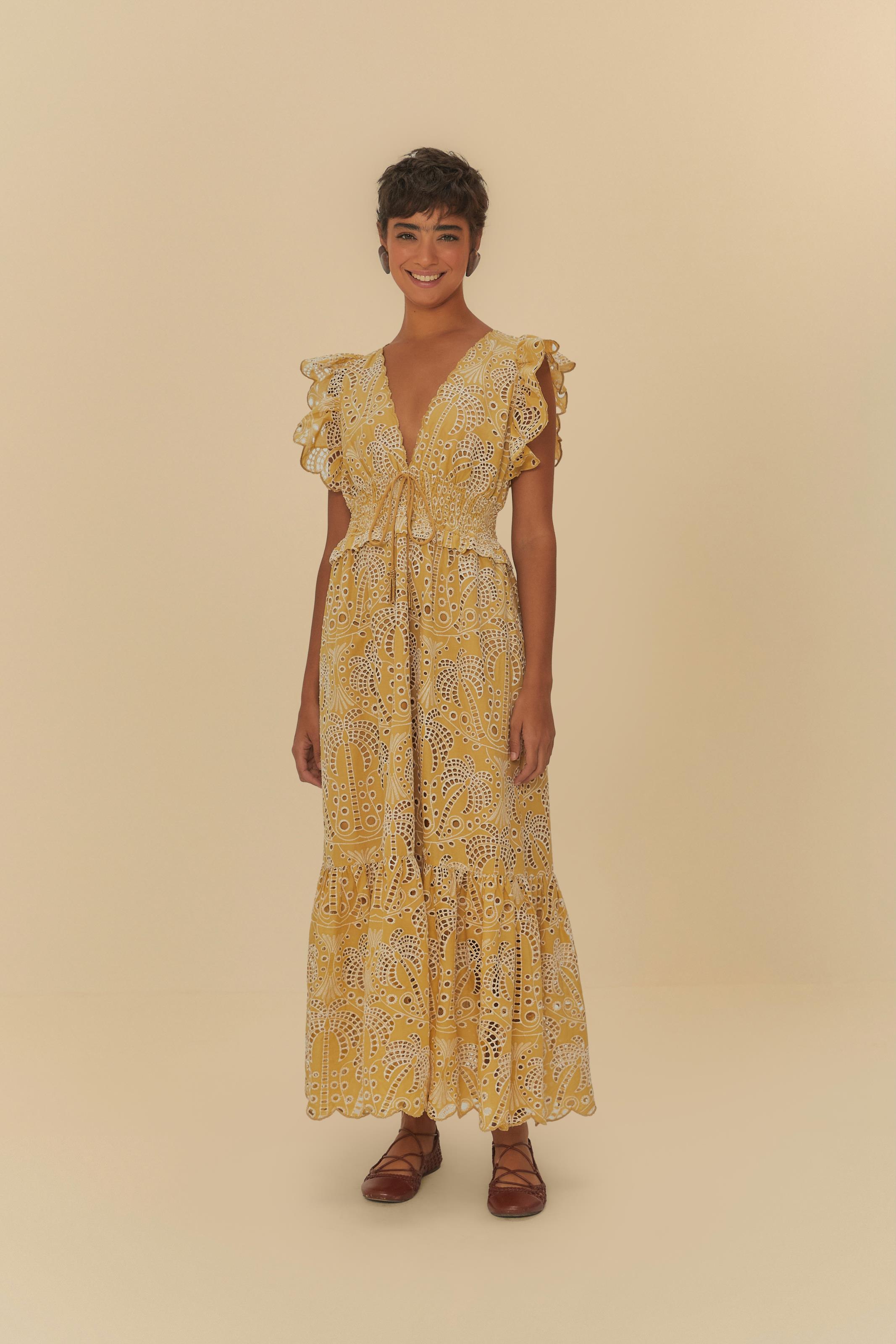 Vestido Laise Estampado Coqueiro Delicadeza