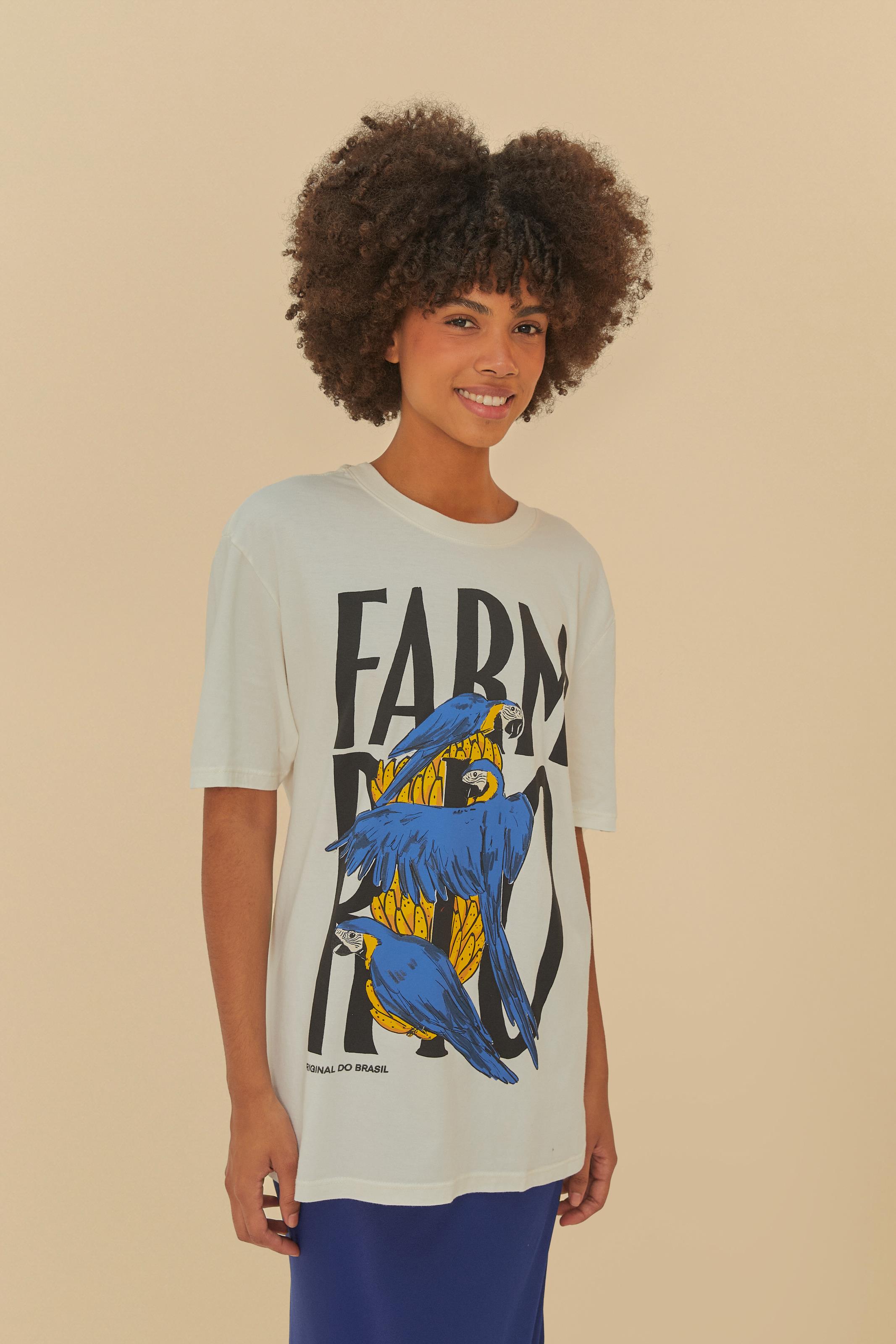 T-Shirt Média Estampada Farm Rio Arara Bananeira