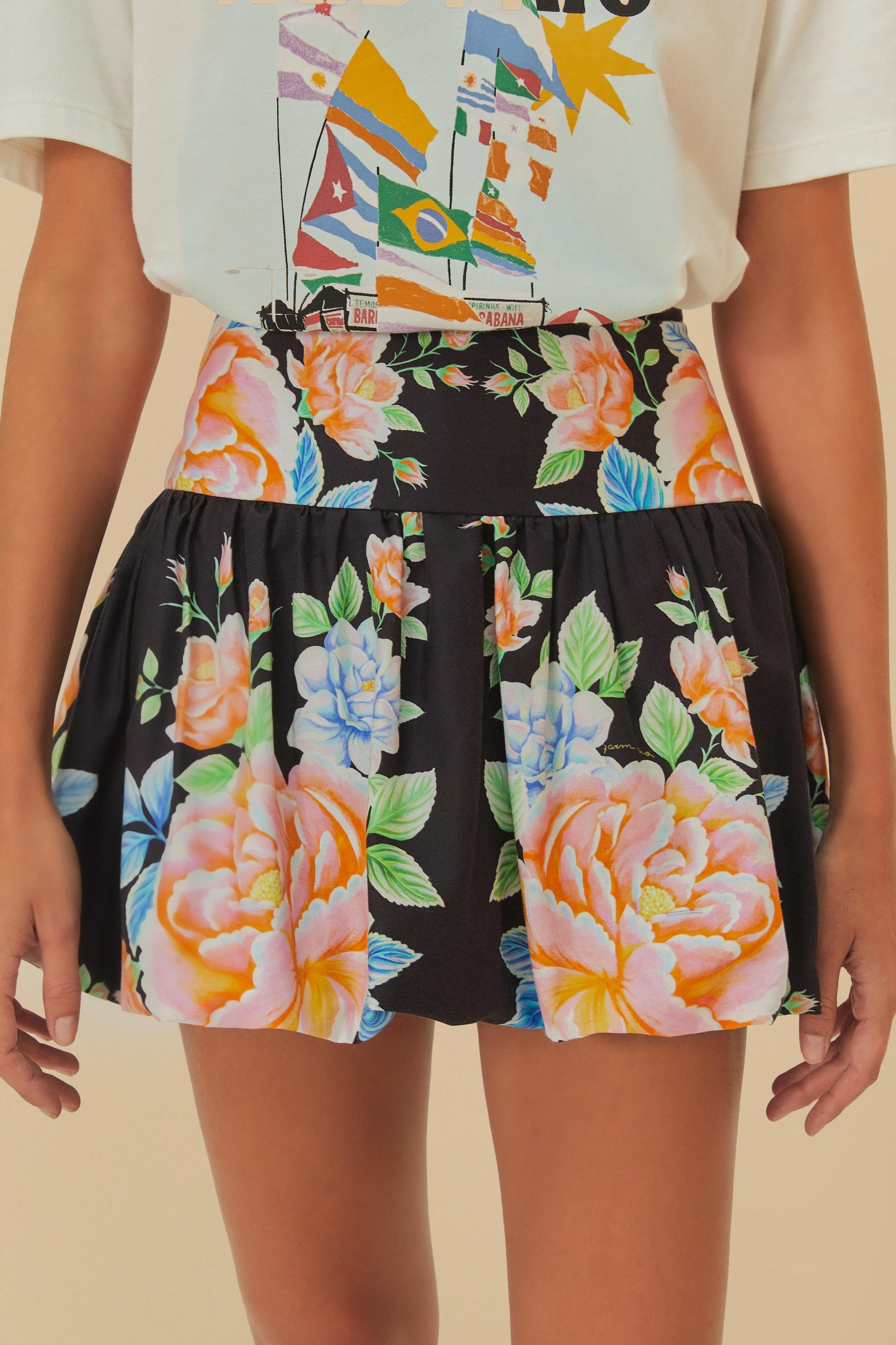 Short Saia Balonê Estampado Floral Sofia
