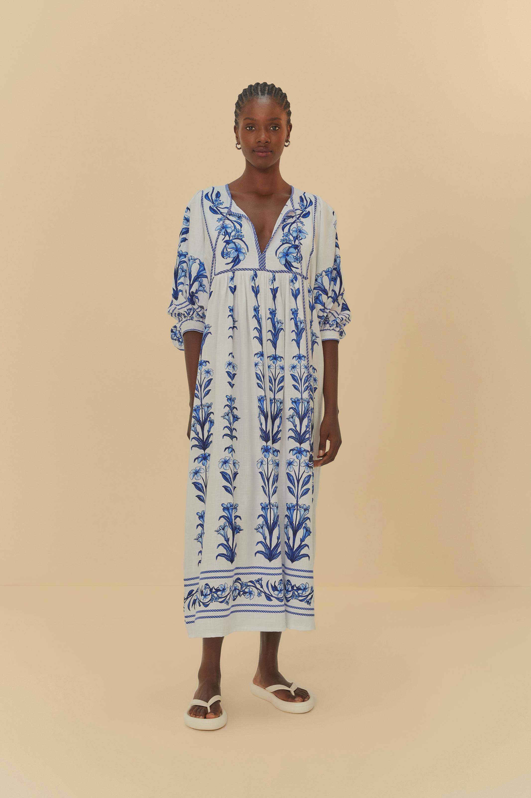 Vestido Manga Longa Estampado Antônia