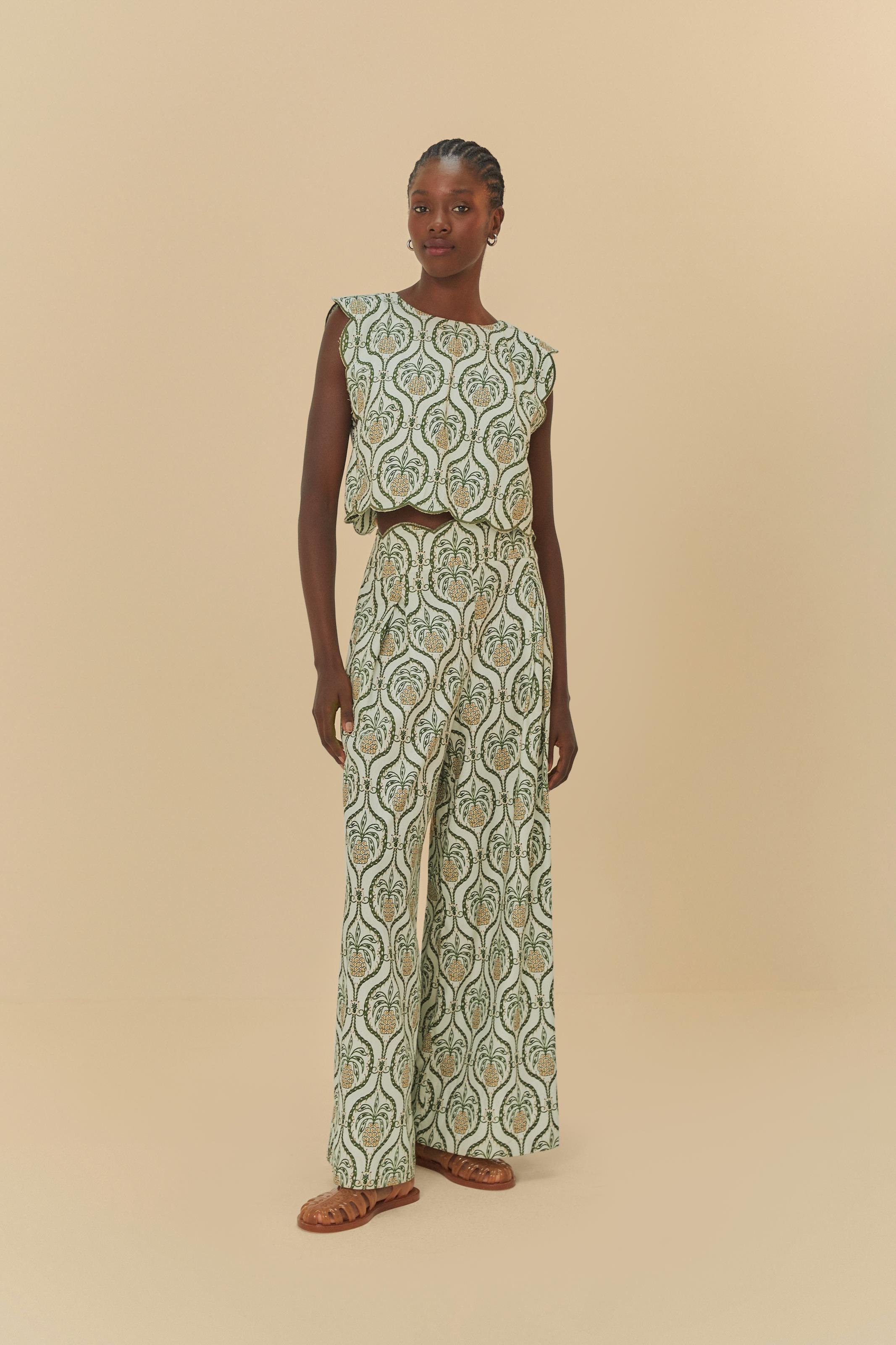 Blusa Cropped Estampado Brilho De Abacaxi