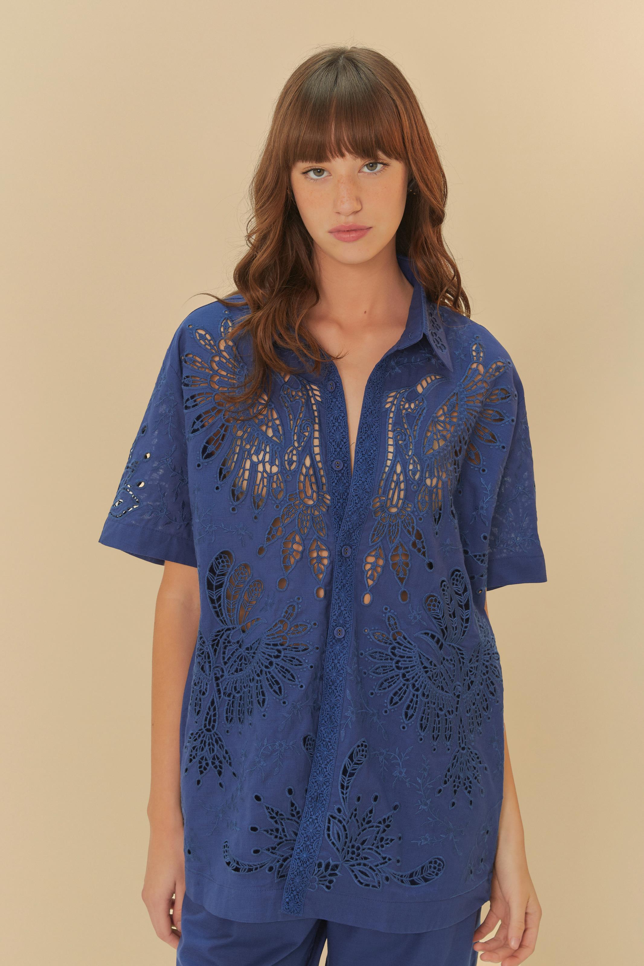 Camisa Uni Richilie Estampada Passáros