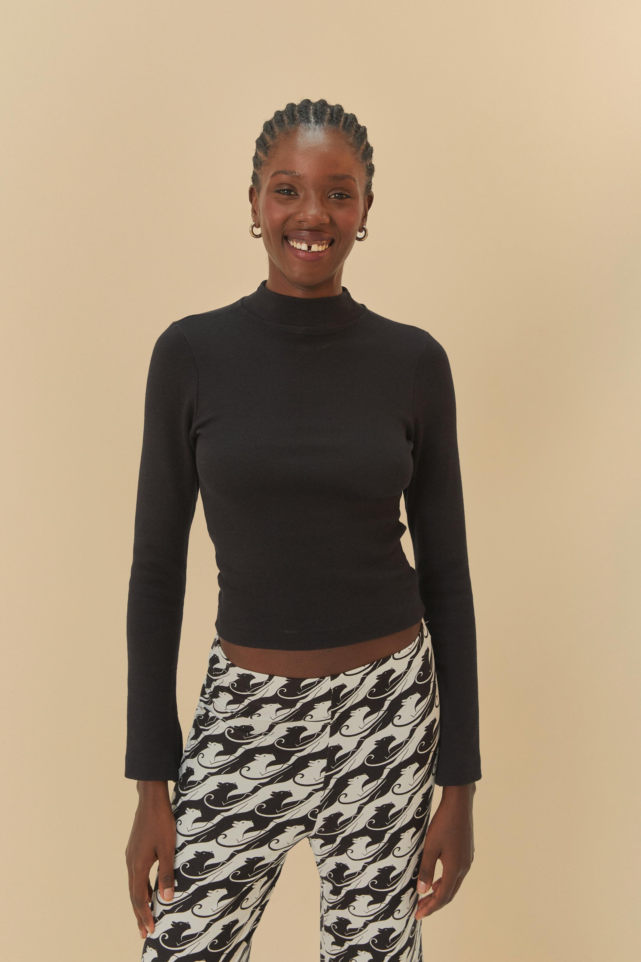 Blusa Rib Manga Longa