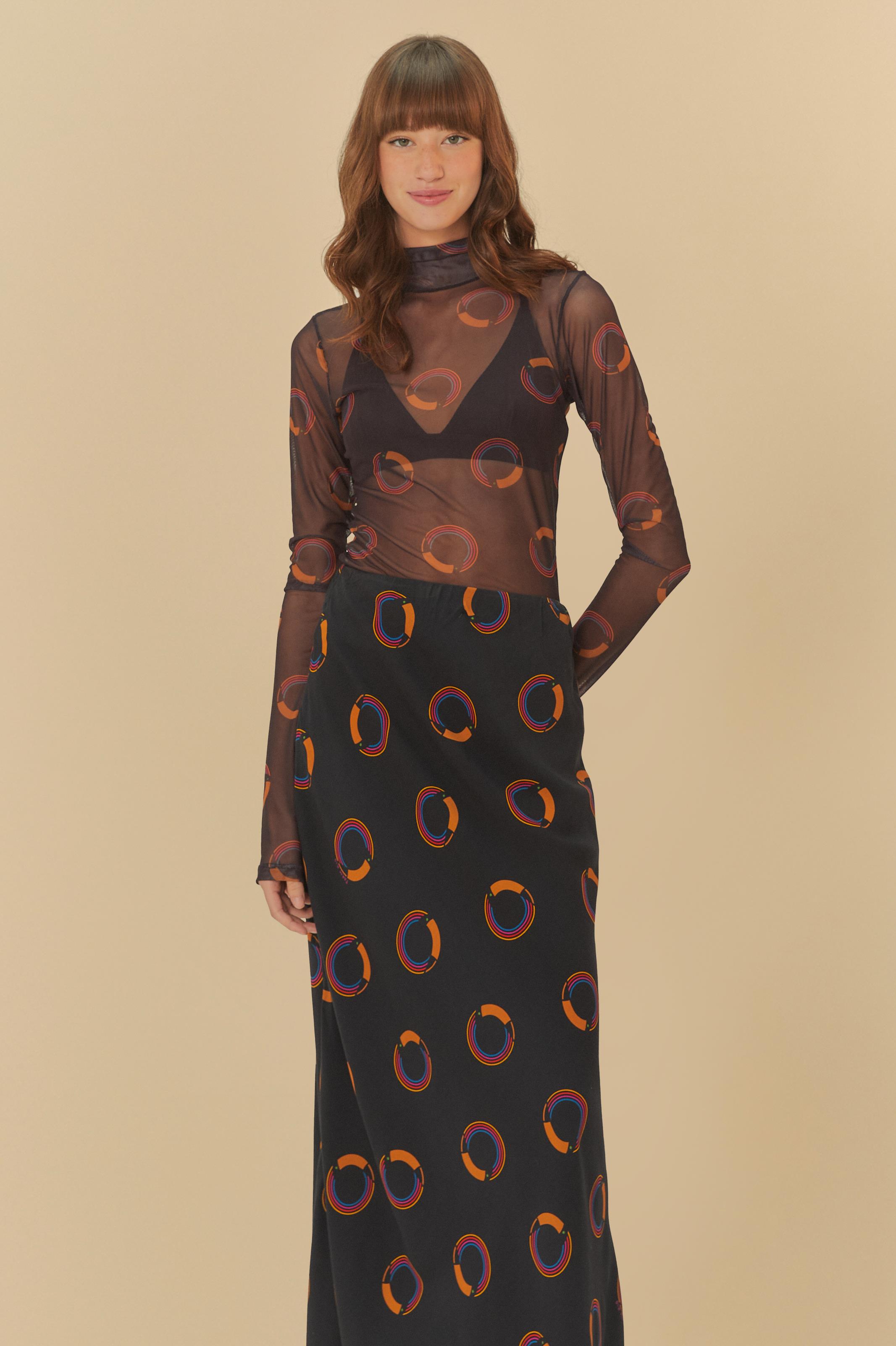 Saia Vestido Estampada Tuca Poá