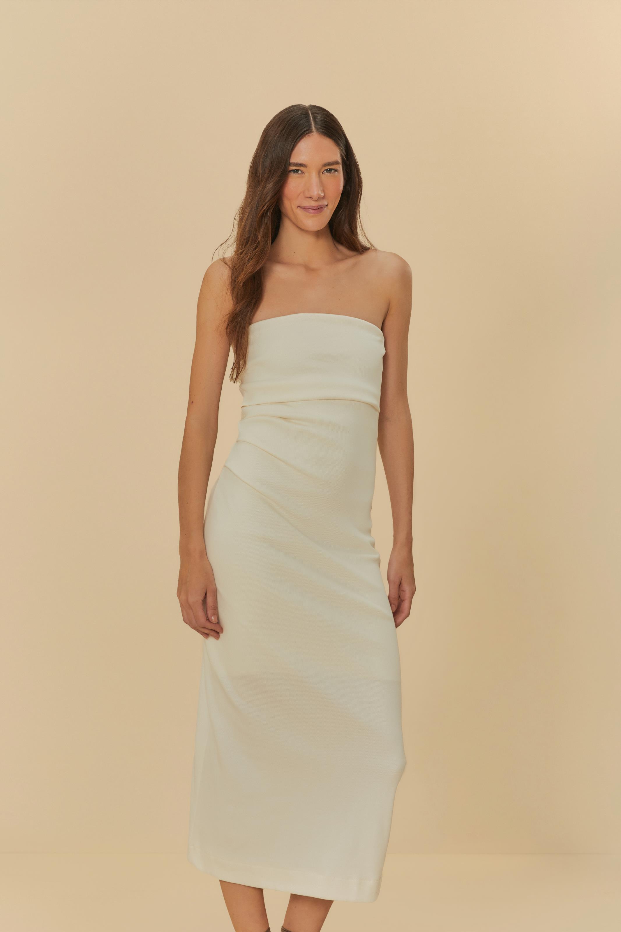 Vestido Sem Alça Pregas
