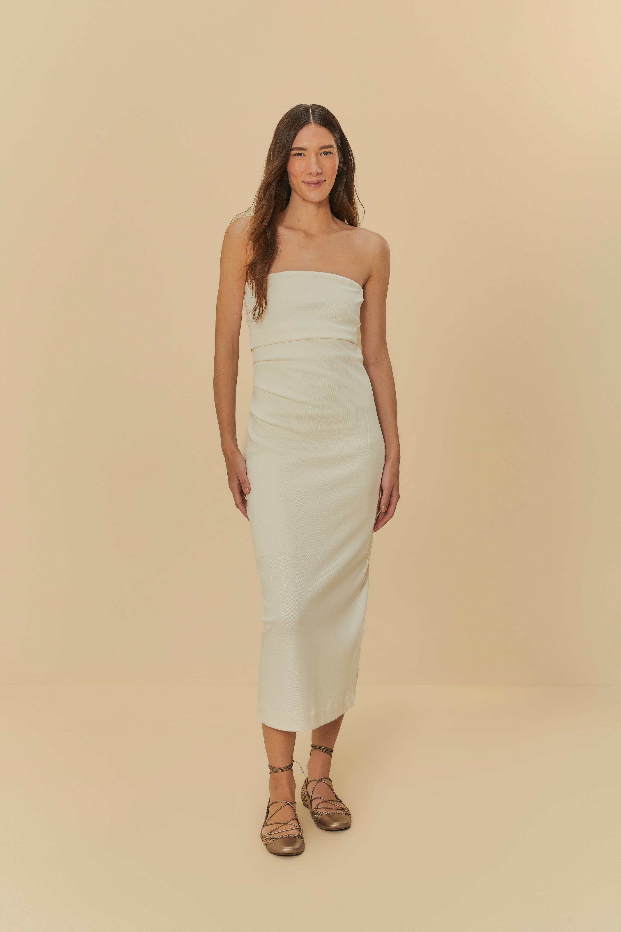 Vestido Sem Alça Pregas