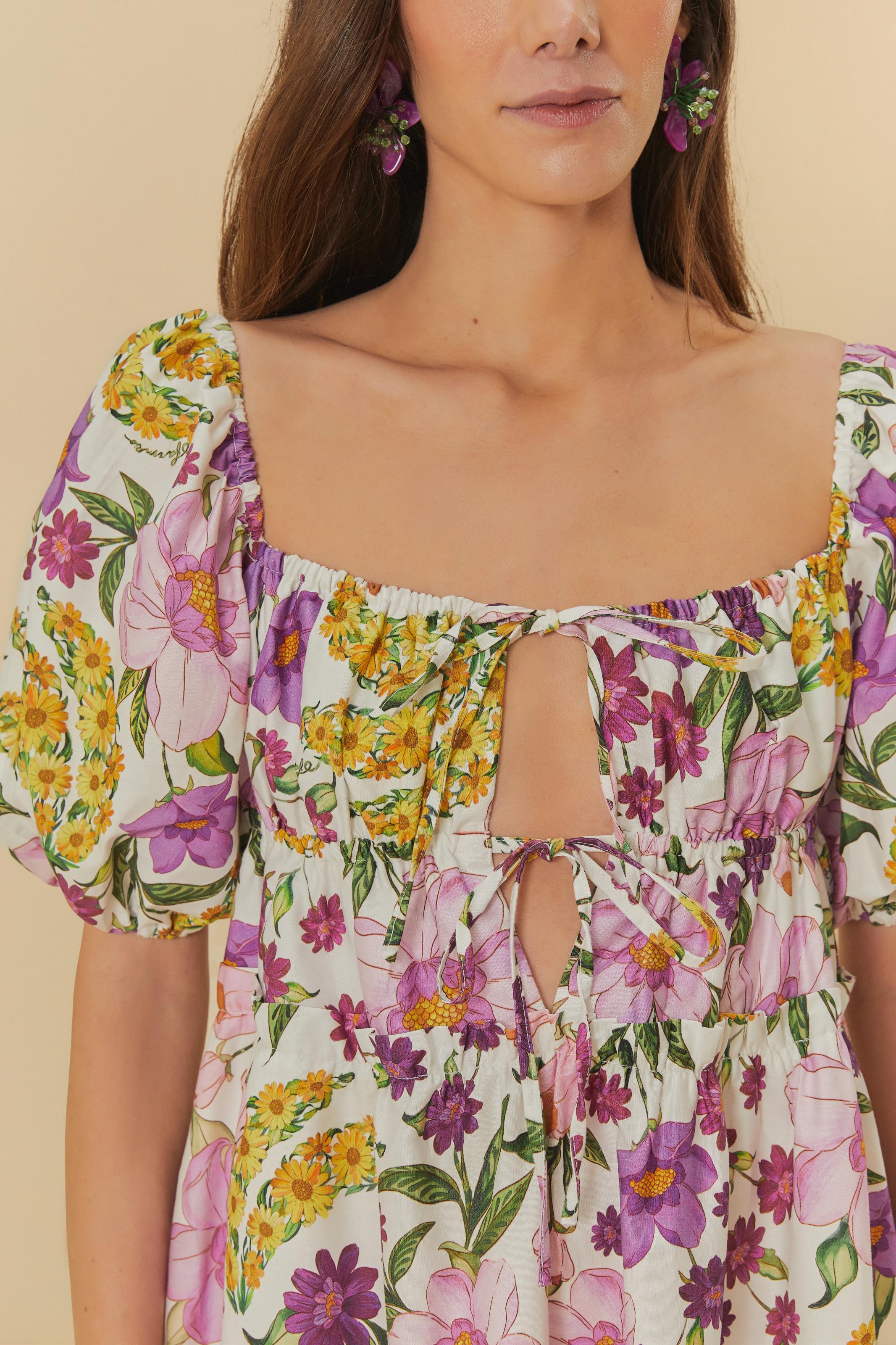 Vestido Curto Estampado Banana Flor