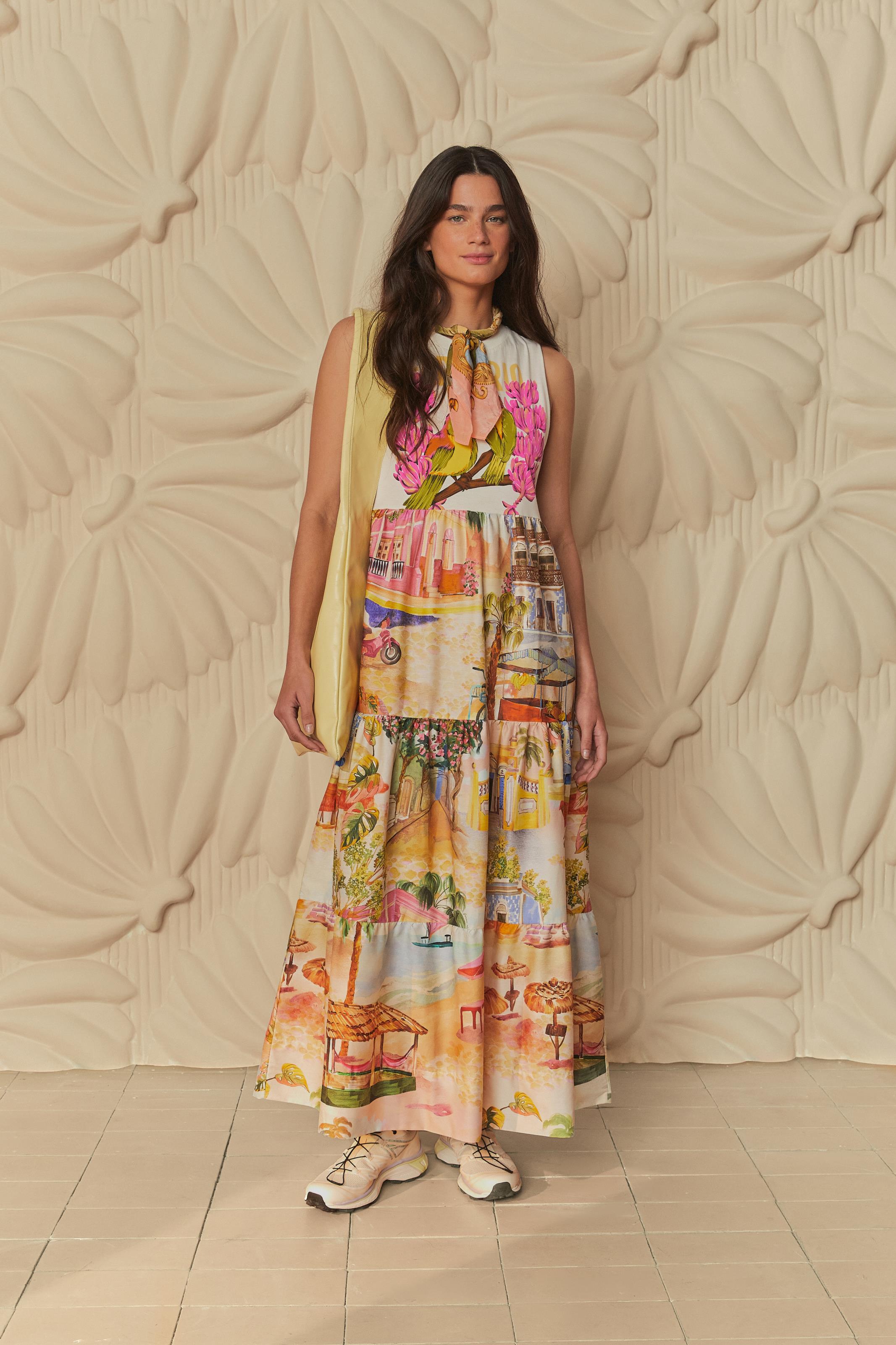Vestido Cropped Estampado Farm Rio Passáros