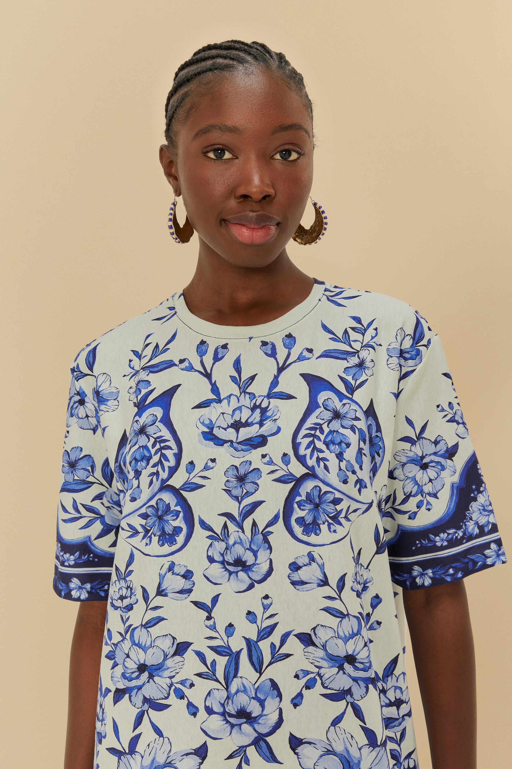 Vestido T-Shirt Jardim De Porcelana