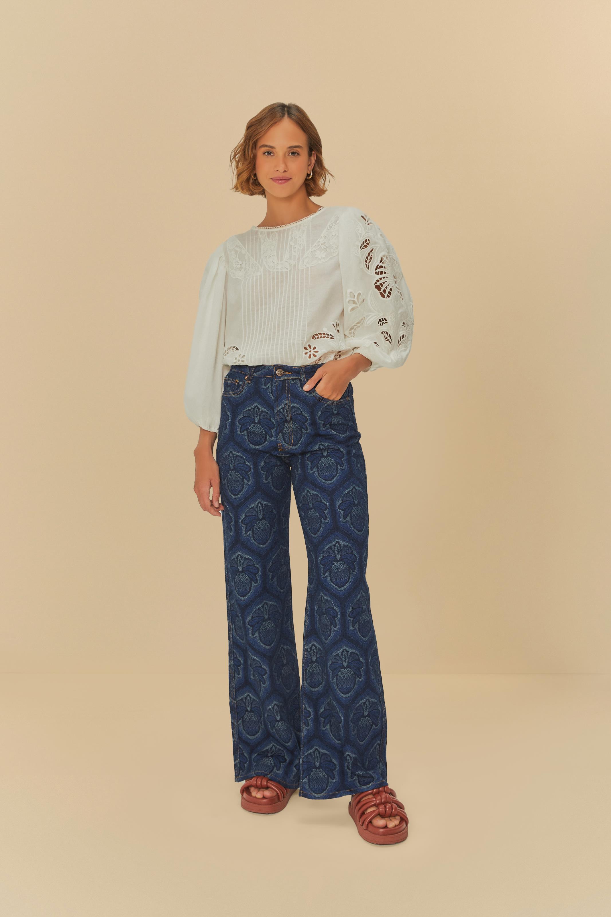 Calça Jacquard Jeans Abacaxi Cobogó