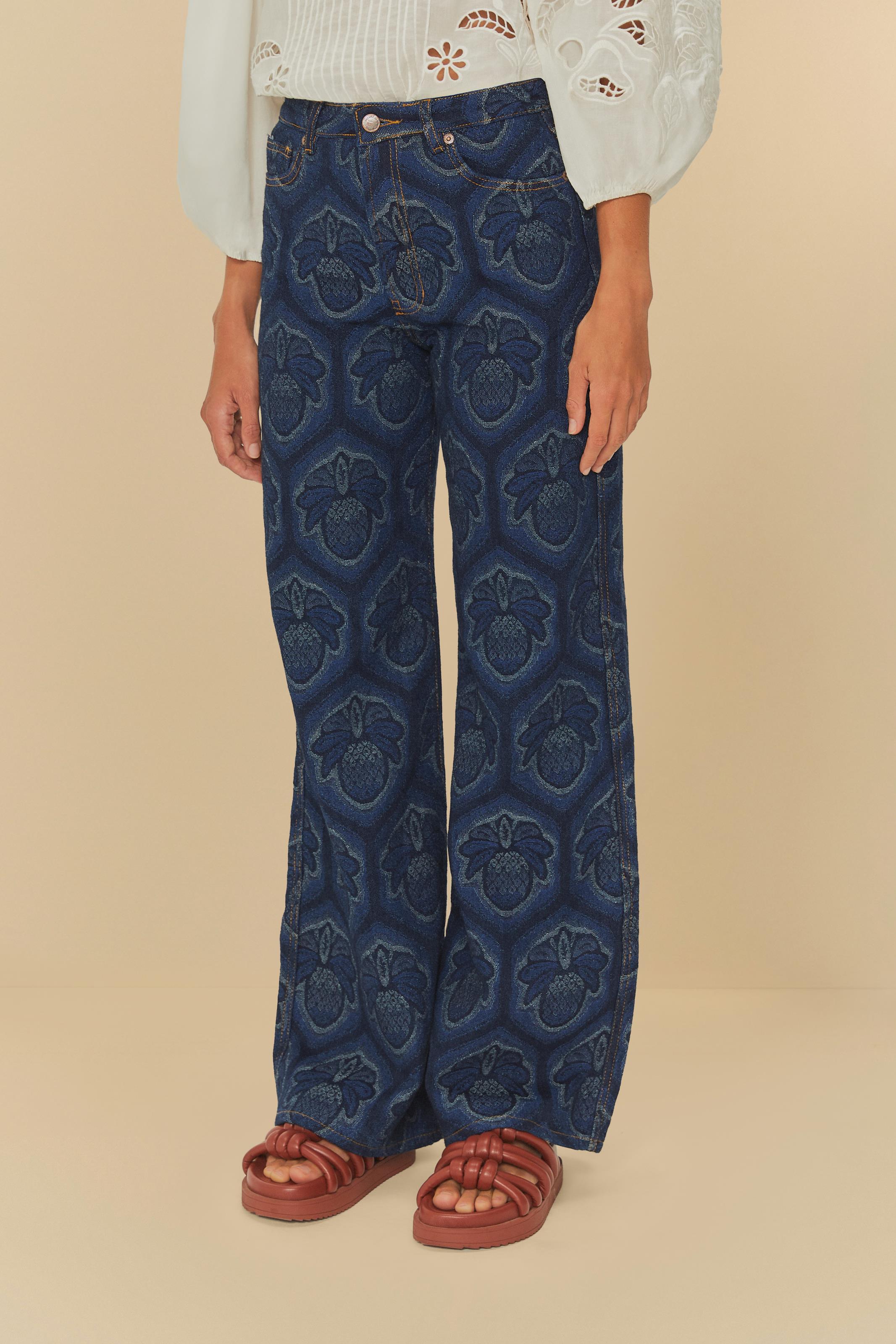 Calça Jacquard Jeans Abacaxi Cobogó