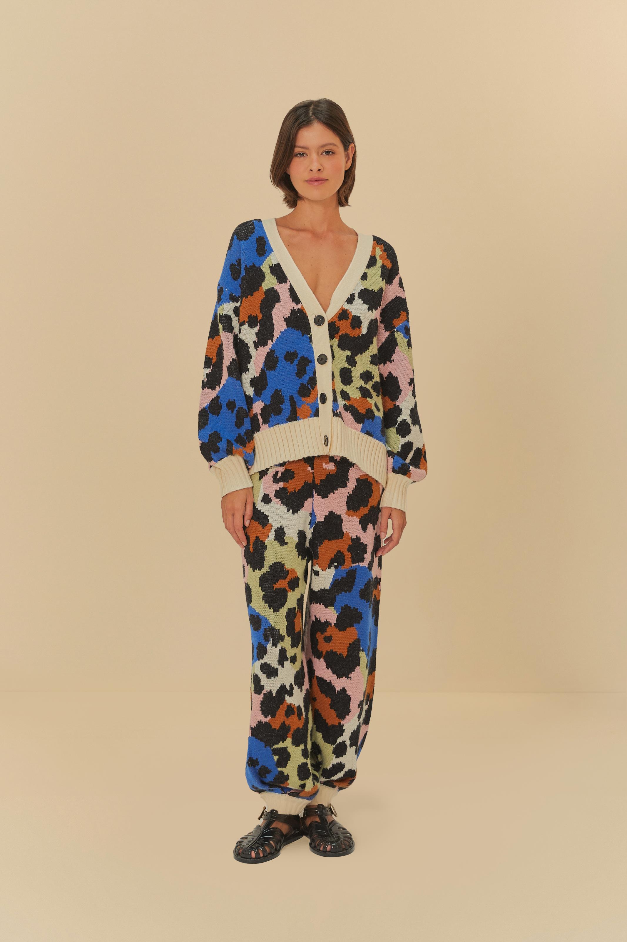 Calça Tricot Estampado Leopardo