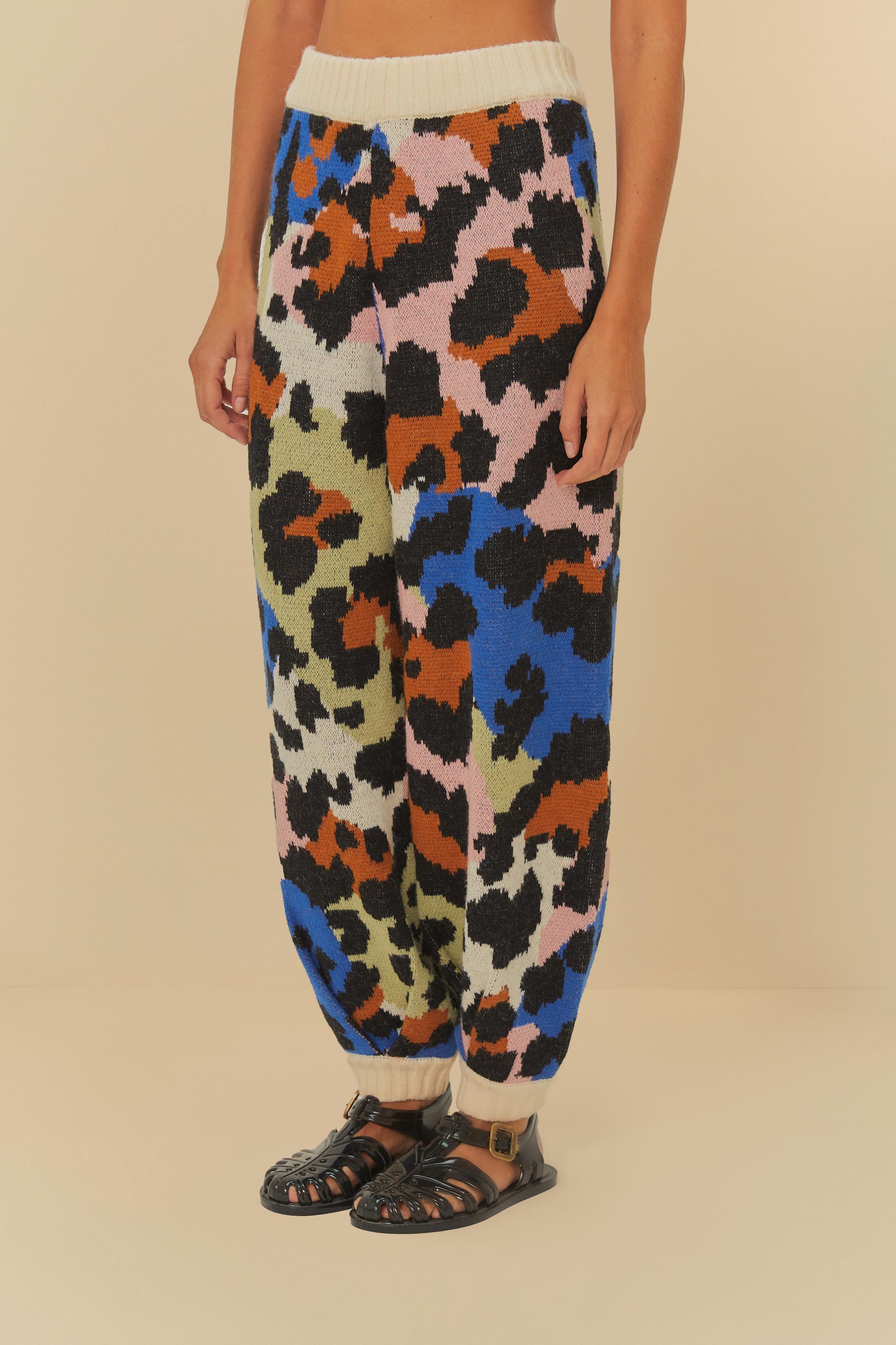 Calça Tricot Estampado Leopardo