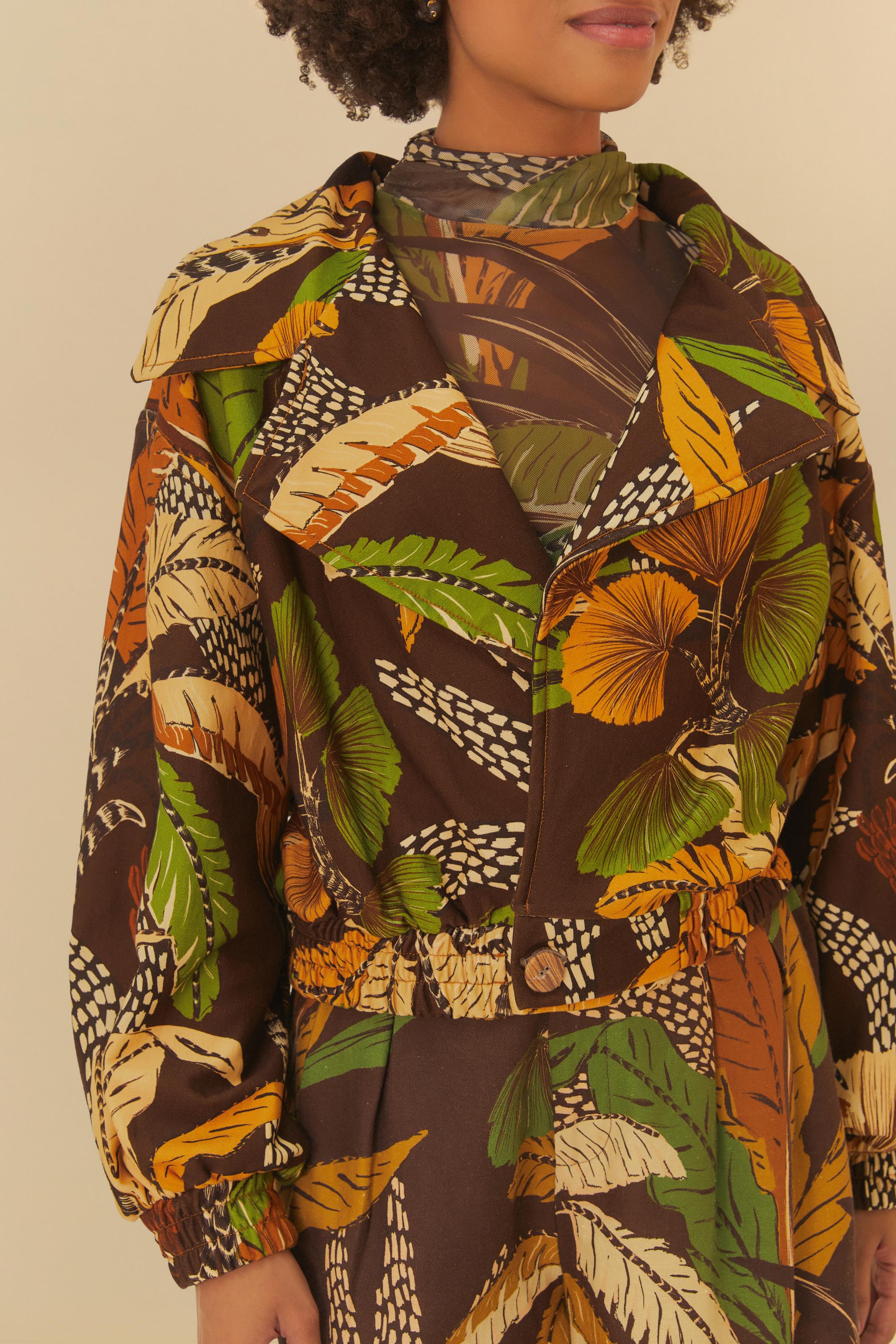 Bomber Moletom Estampado Floresta Sketch