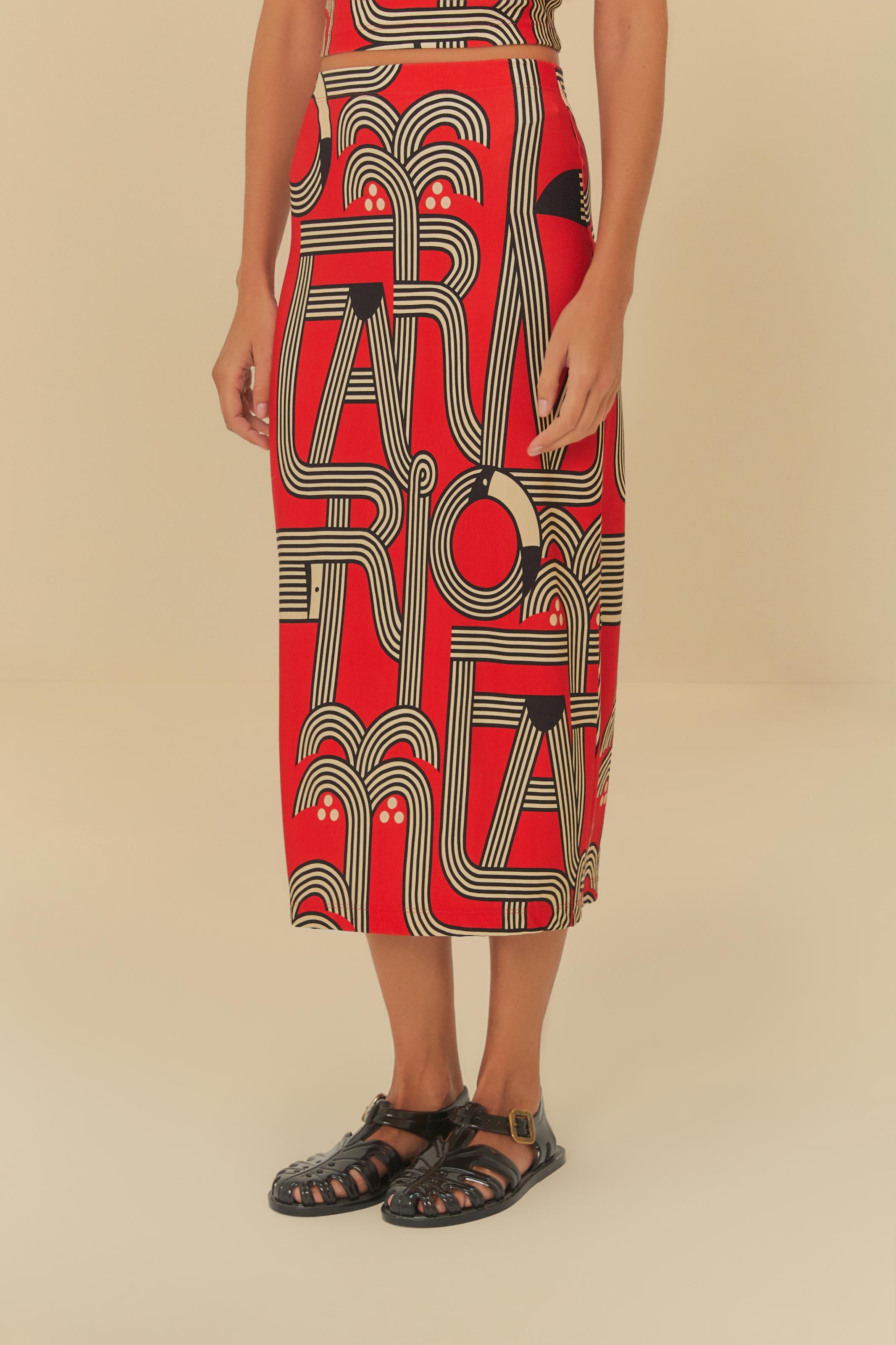 Saia Midi Estampada Logotuca