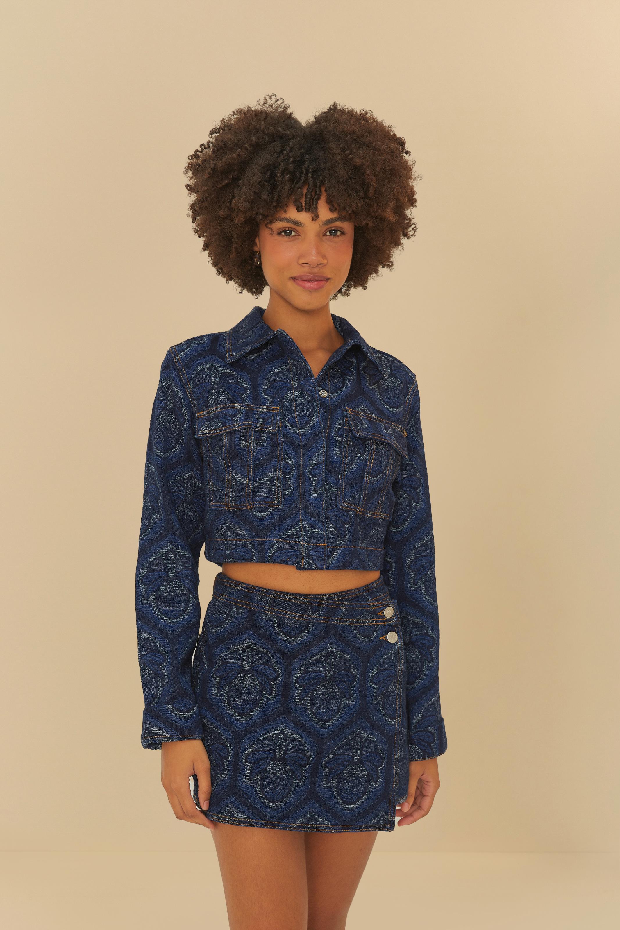 Jaqueta Jacquard Jeans Abacaxi Cobogó