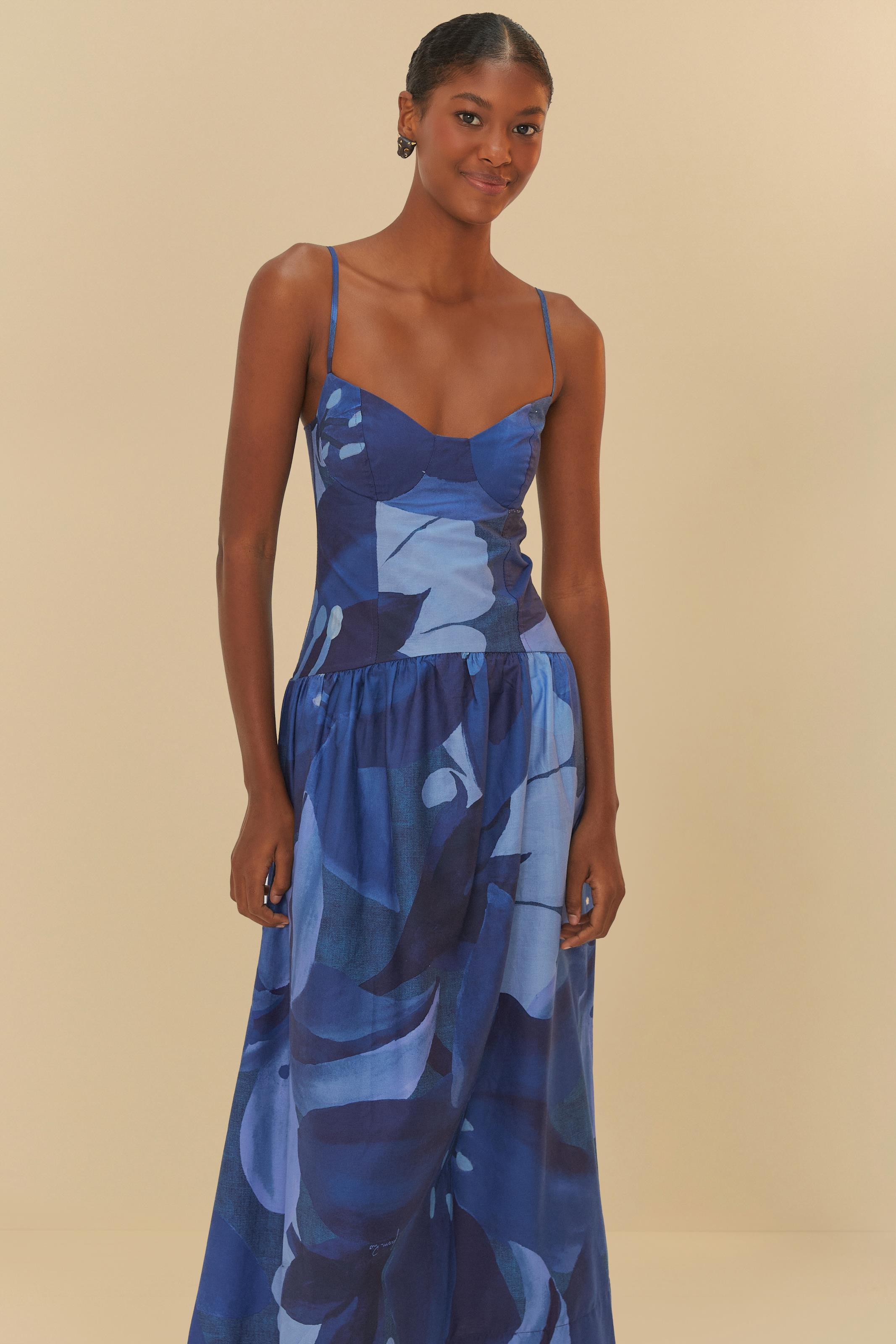 Vestido Alcinhas Estampado Aquarela Floral