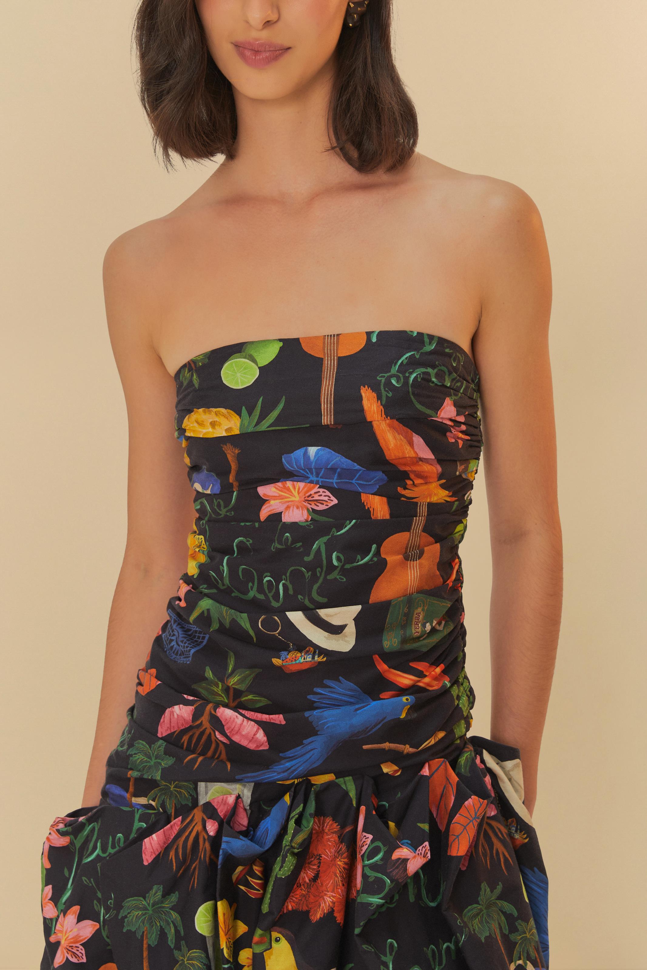 Vestido Curto Balonê Estampado Buena Gente