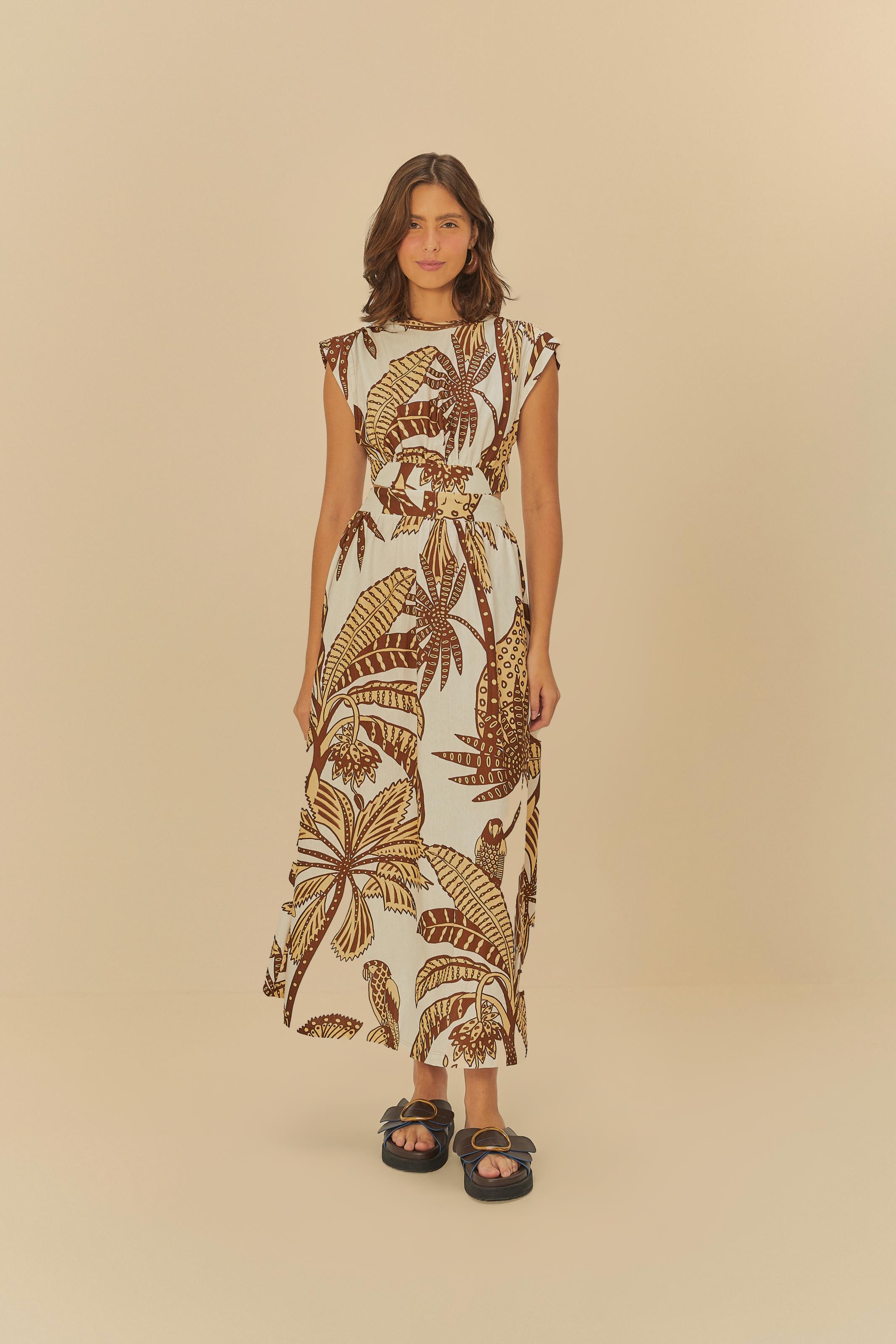 Vestido Midi Estampado Amazônia