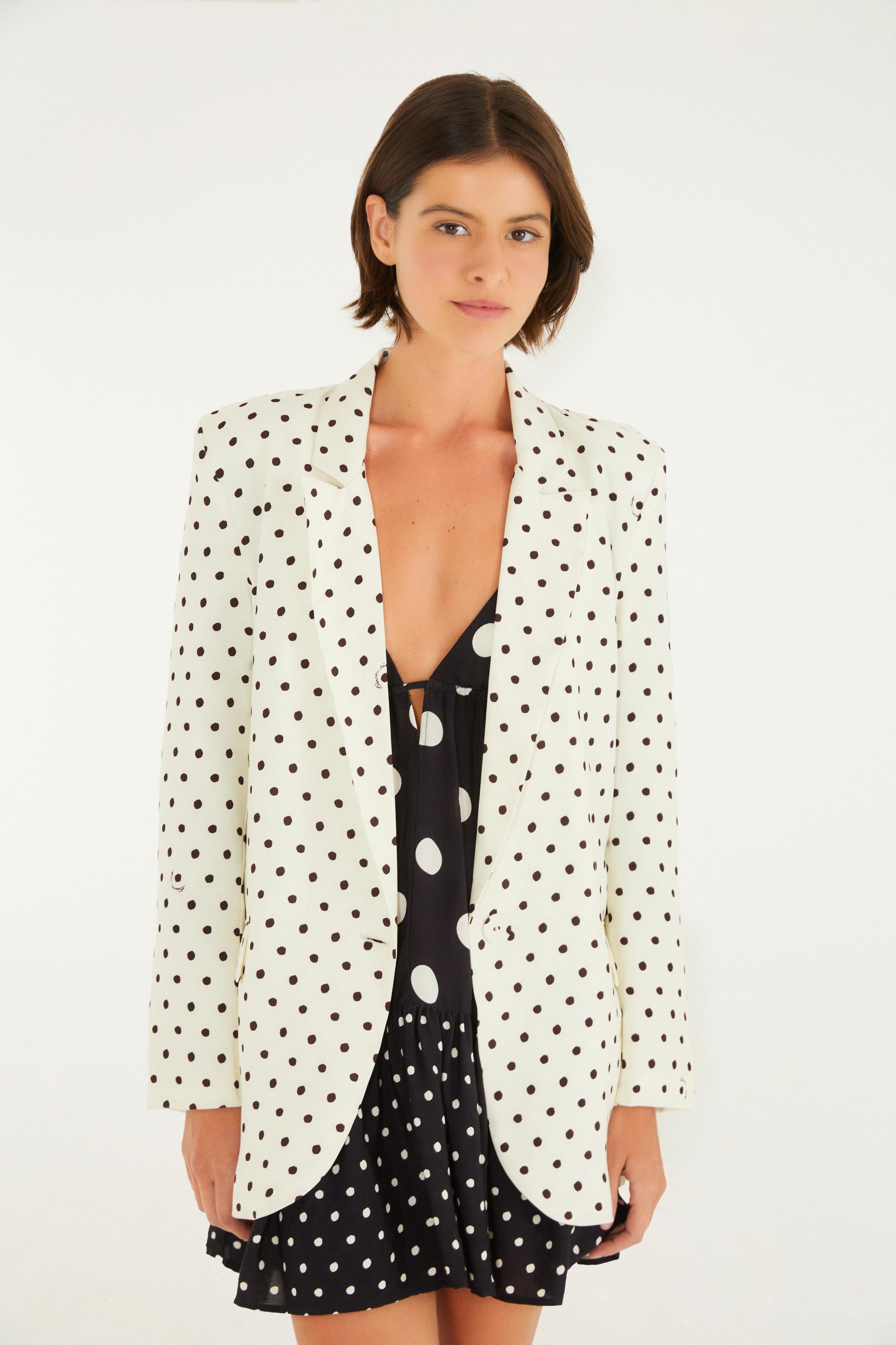 Blazer Alfaiataria Estampado Poá