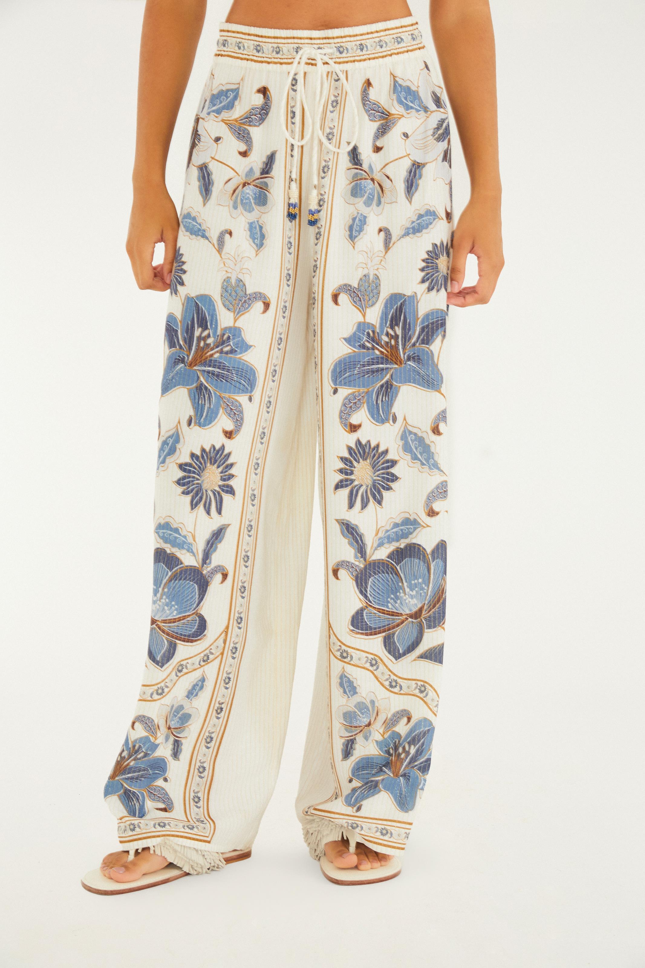 Calça Pantalona Estampada Marcelle