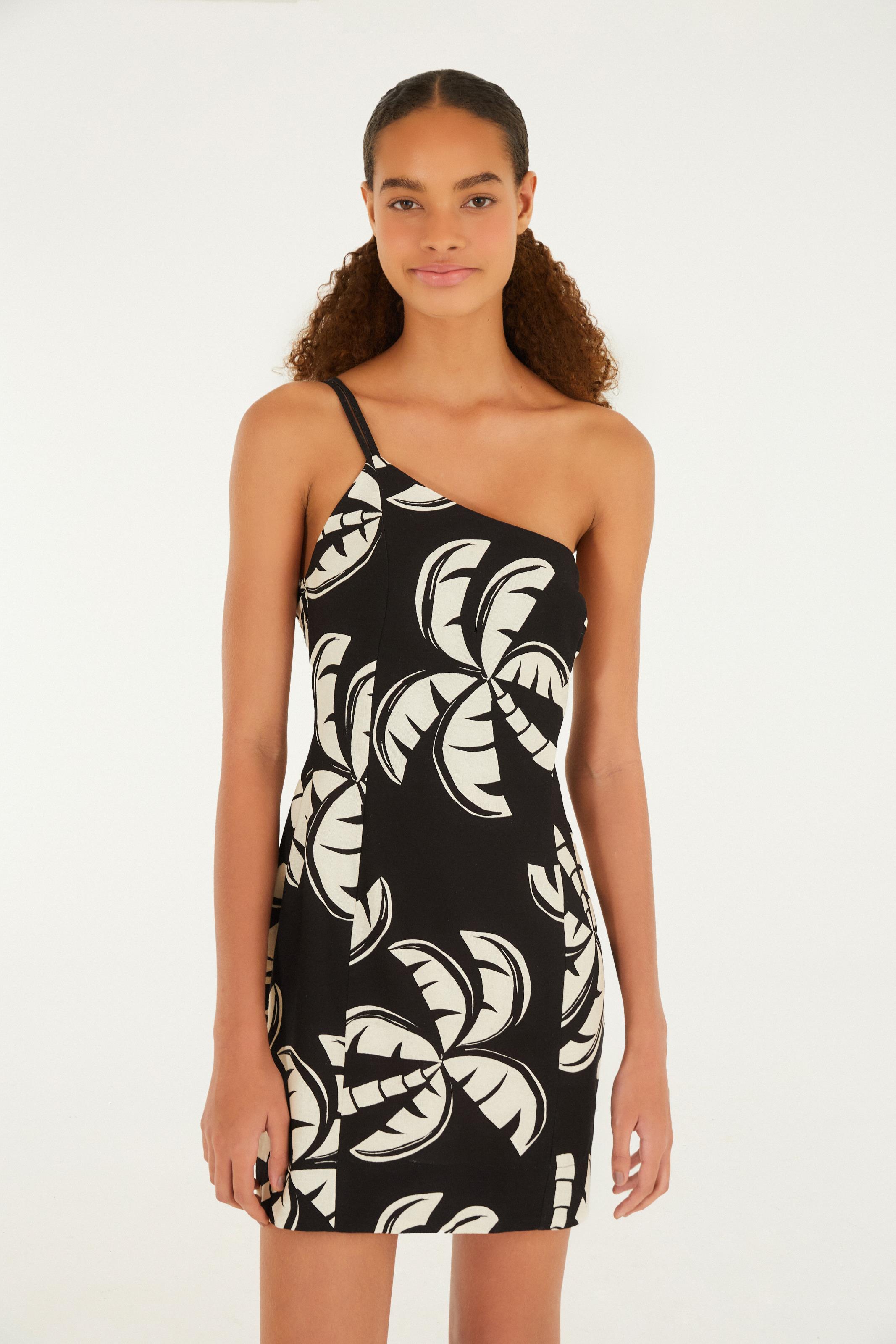 Vestido Curto Estampado Coqueirada